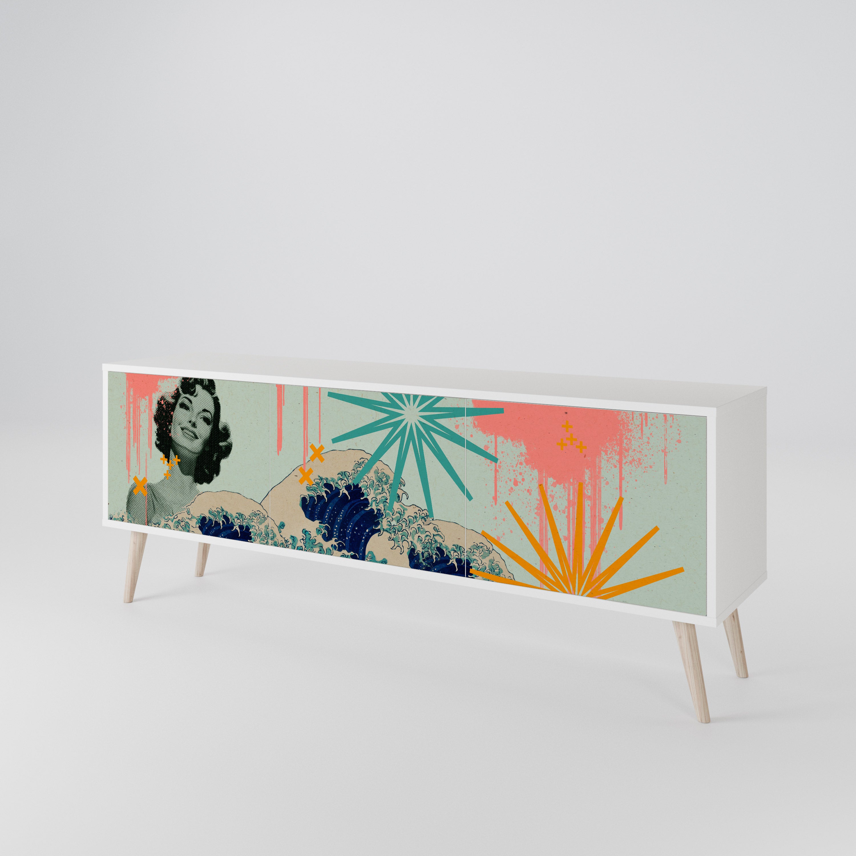 KANAGAWA BEAUTY 3-Door TV Cabinet