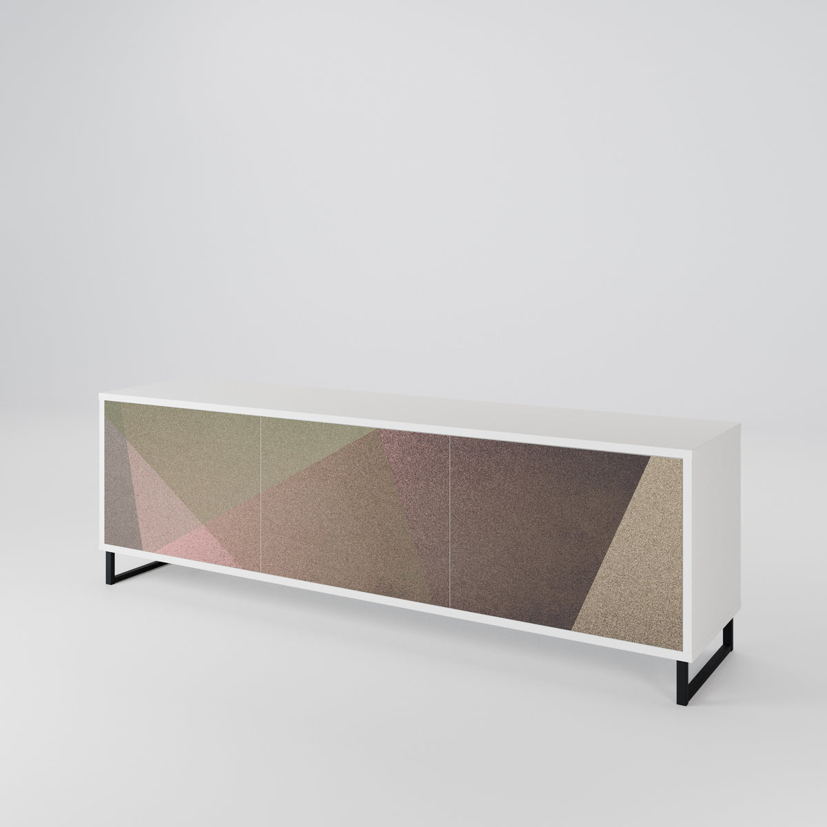 BEIGE GEOMETRY 3-türiges TV-Lowboard