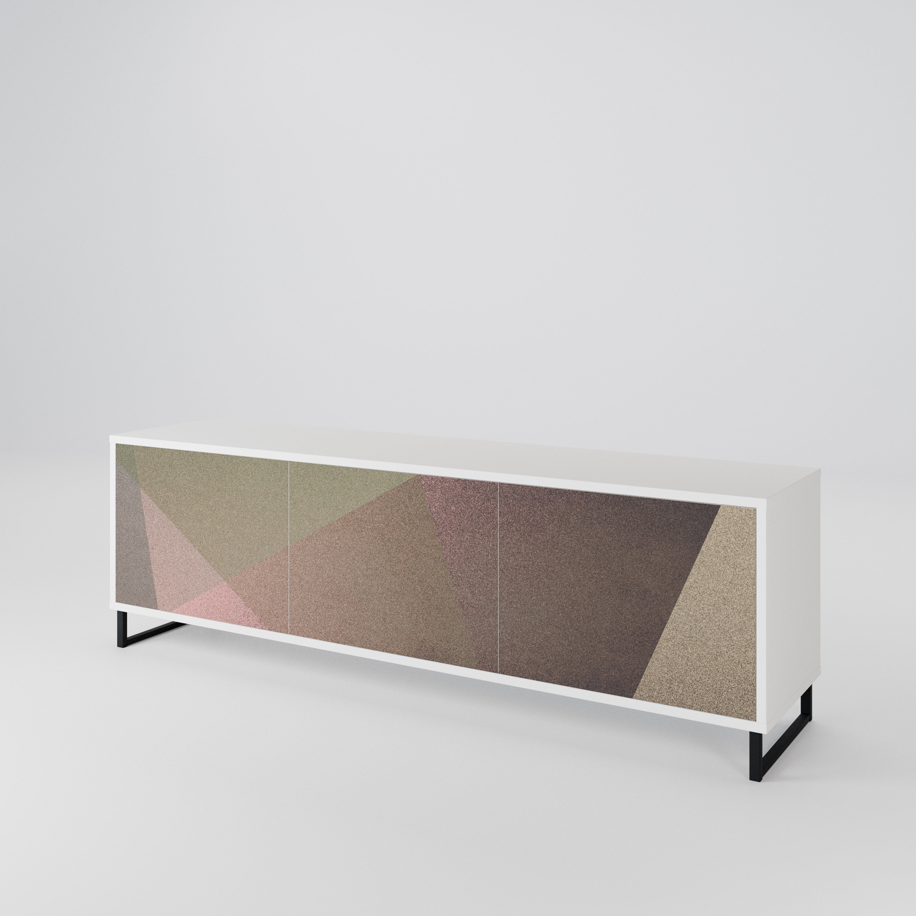 BEIGE GEOMETRY 3-Door TV Cabinet