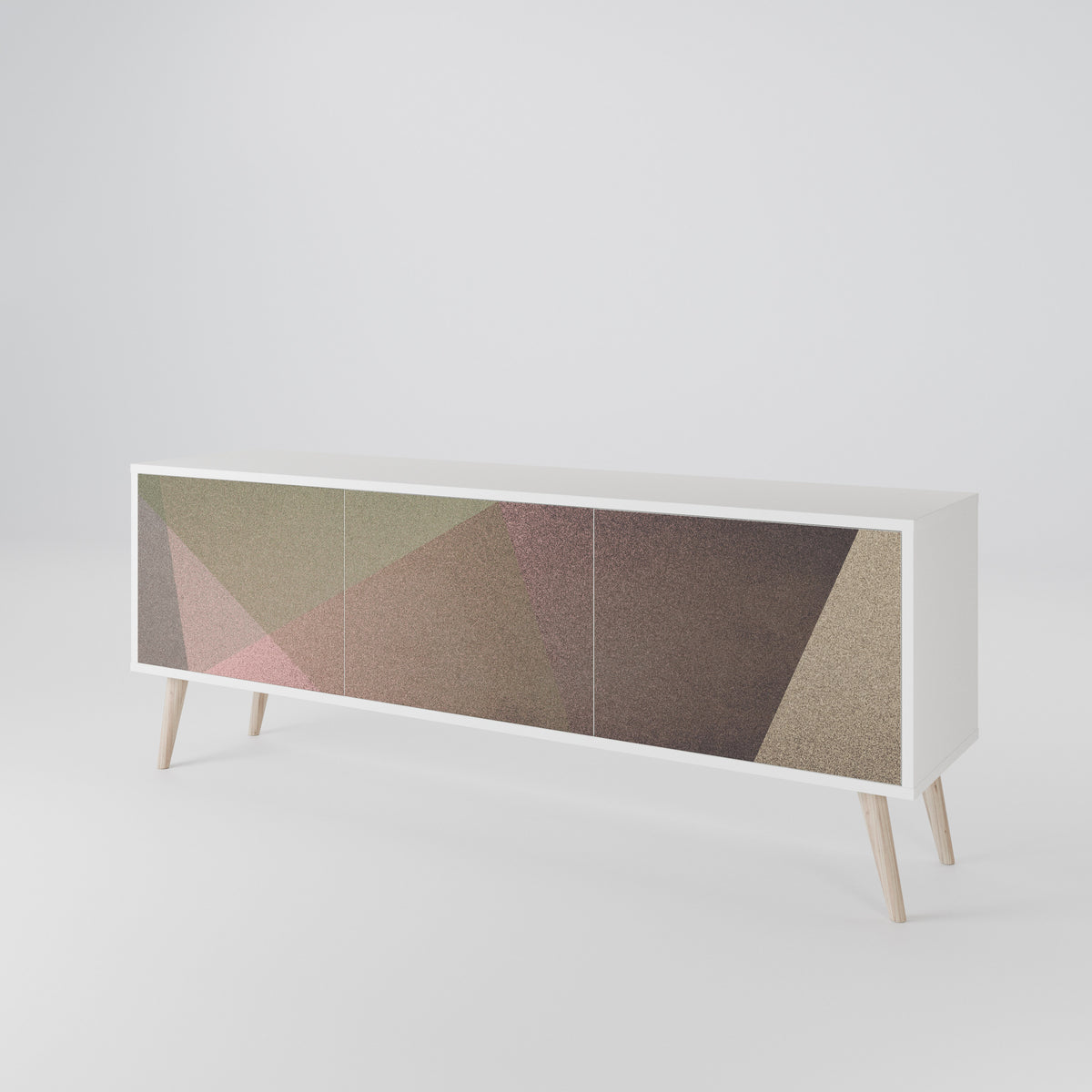 BEIGE GEOMETRY 3-türiges TV-Lowboard