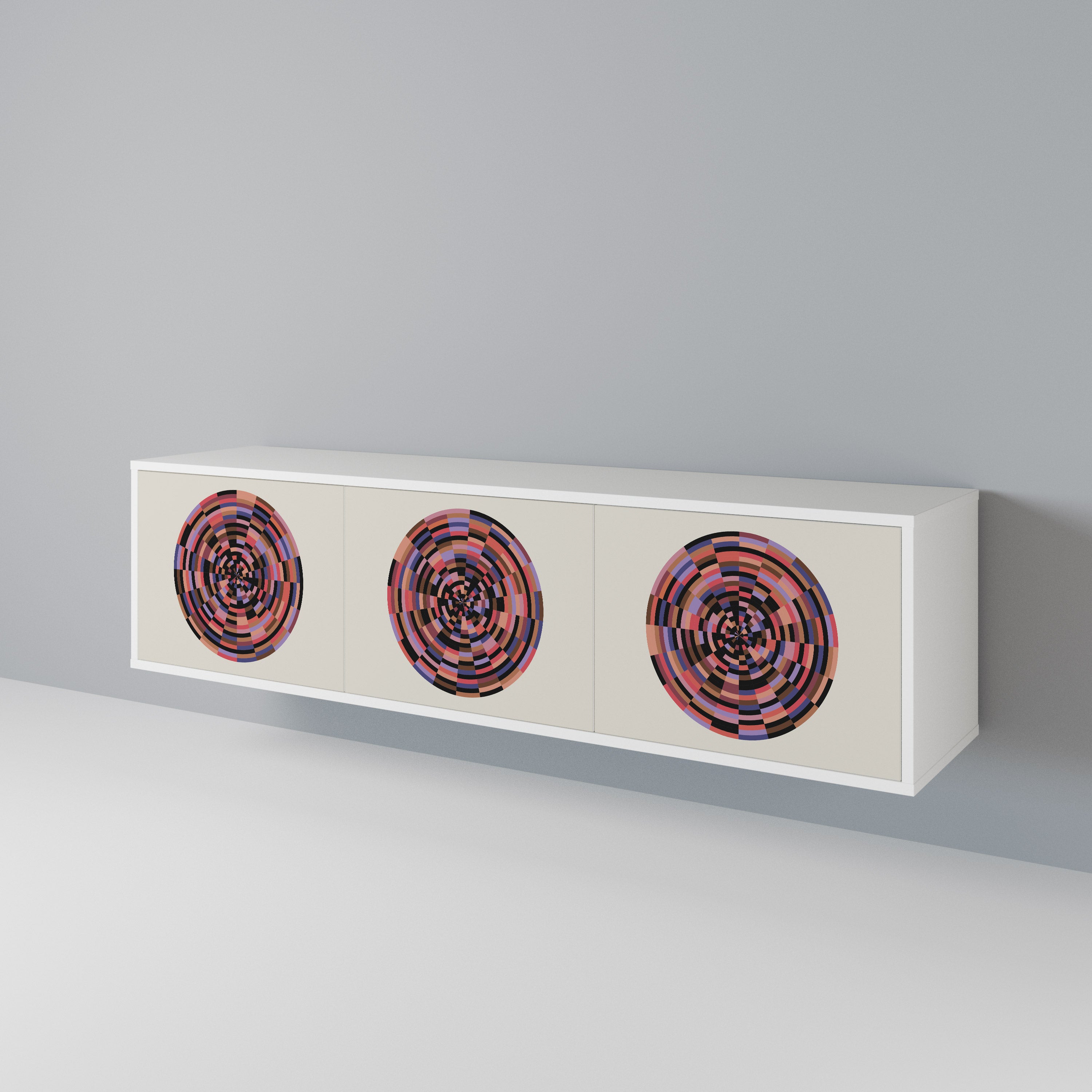 BROWN CIRCLES 3-Door TV Cabinet