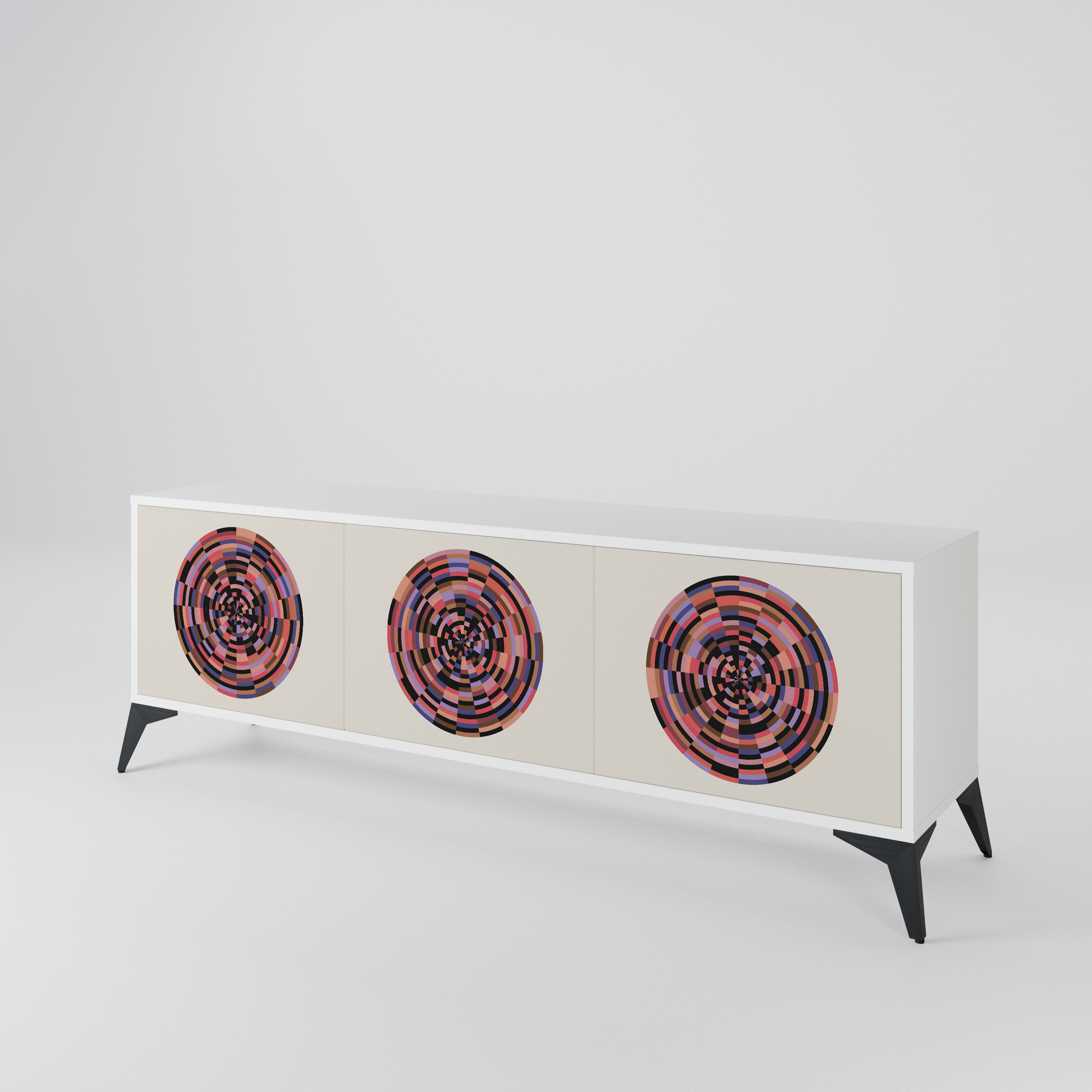 BROWN CIRCLES 3-Door TV Cabinet