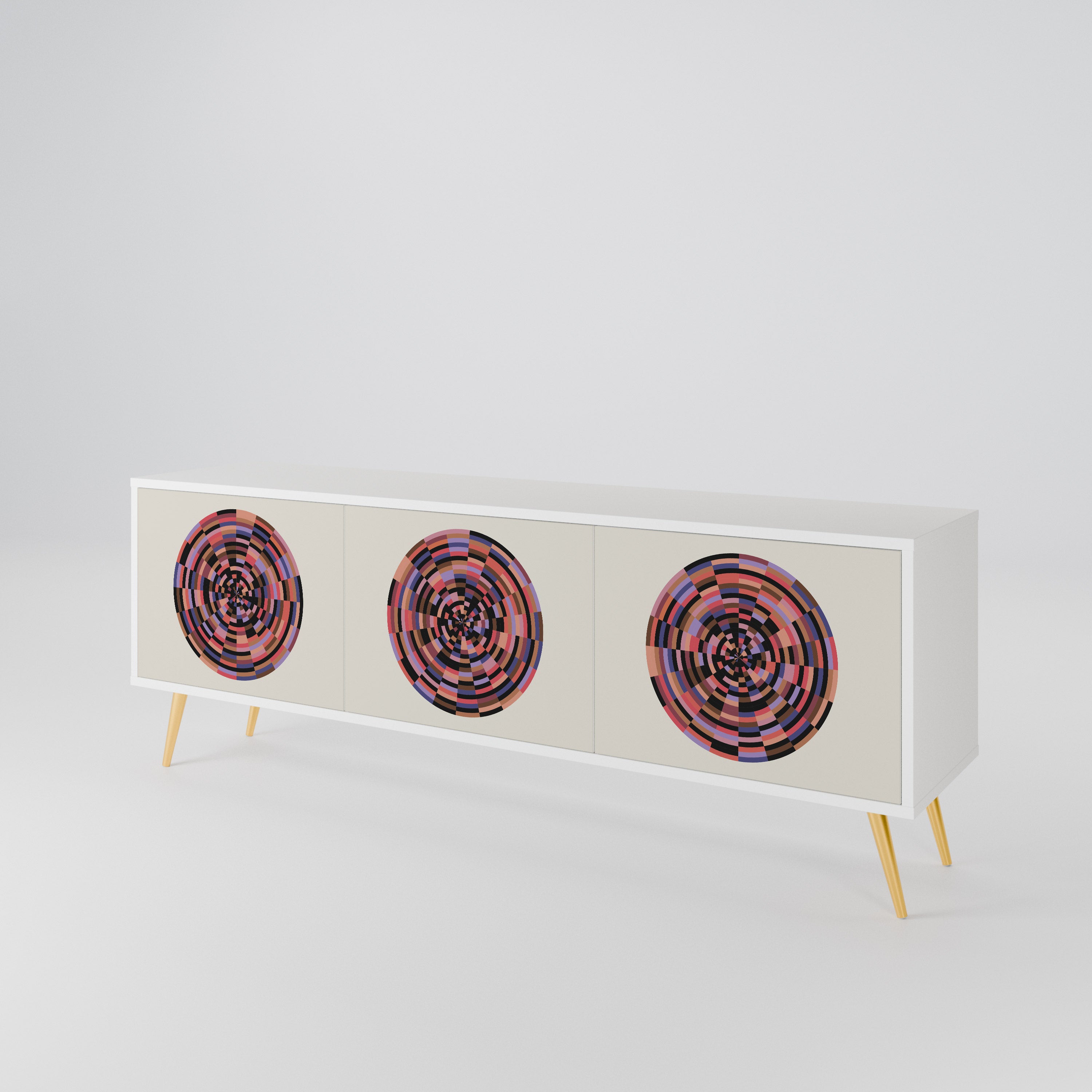 BROWN CIRCLES 3-Door TV Cabinet