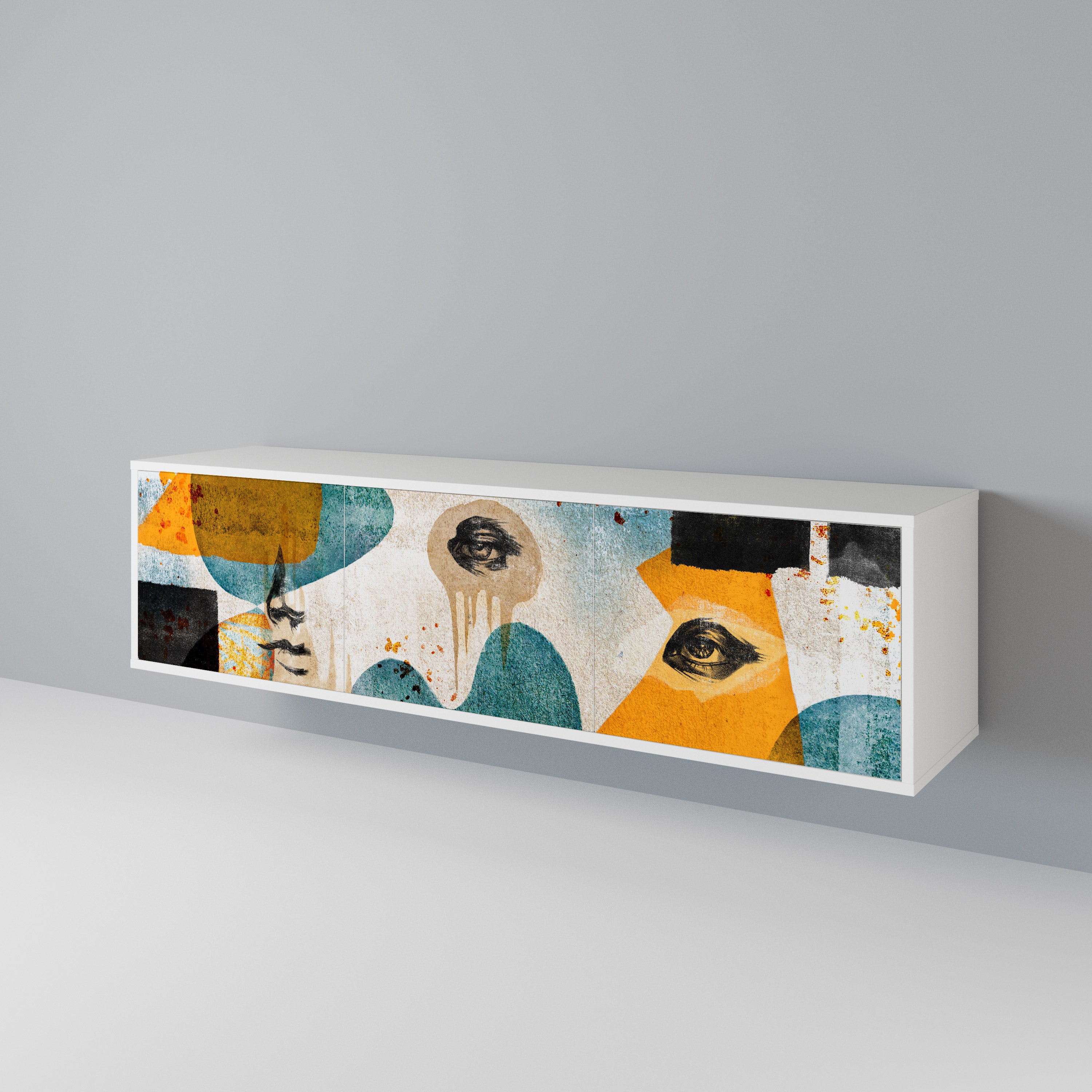 ABSTRACT FACES 3-Door TV Cabinet