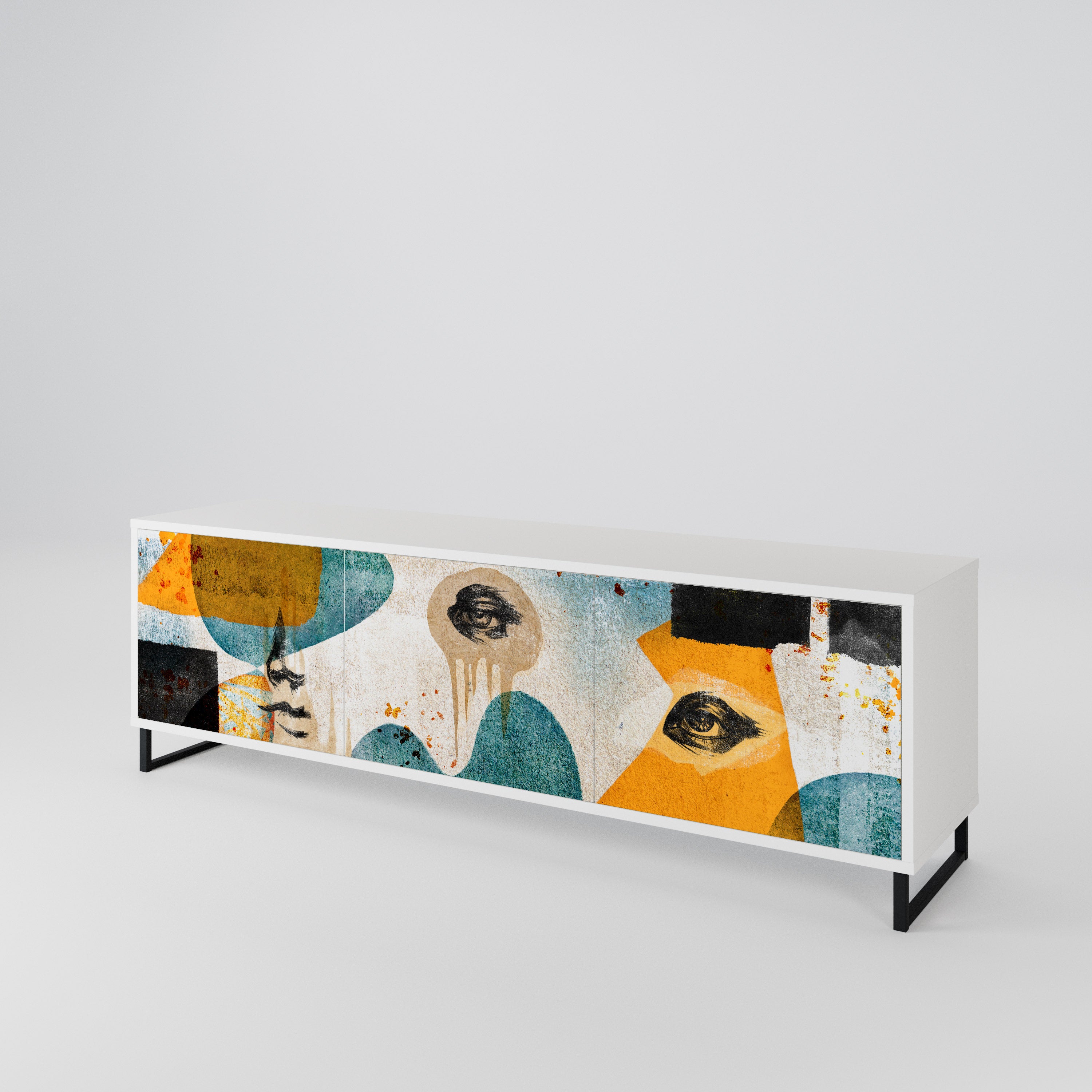 ABSTRACT FACES 3-Door TV Cabinet