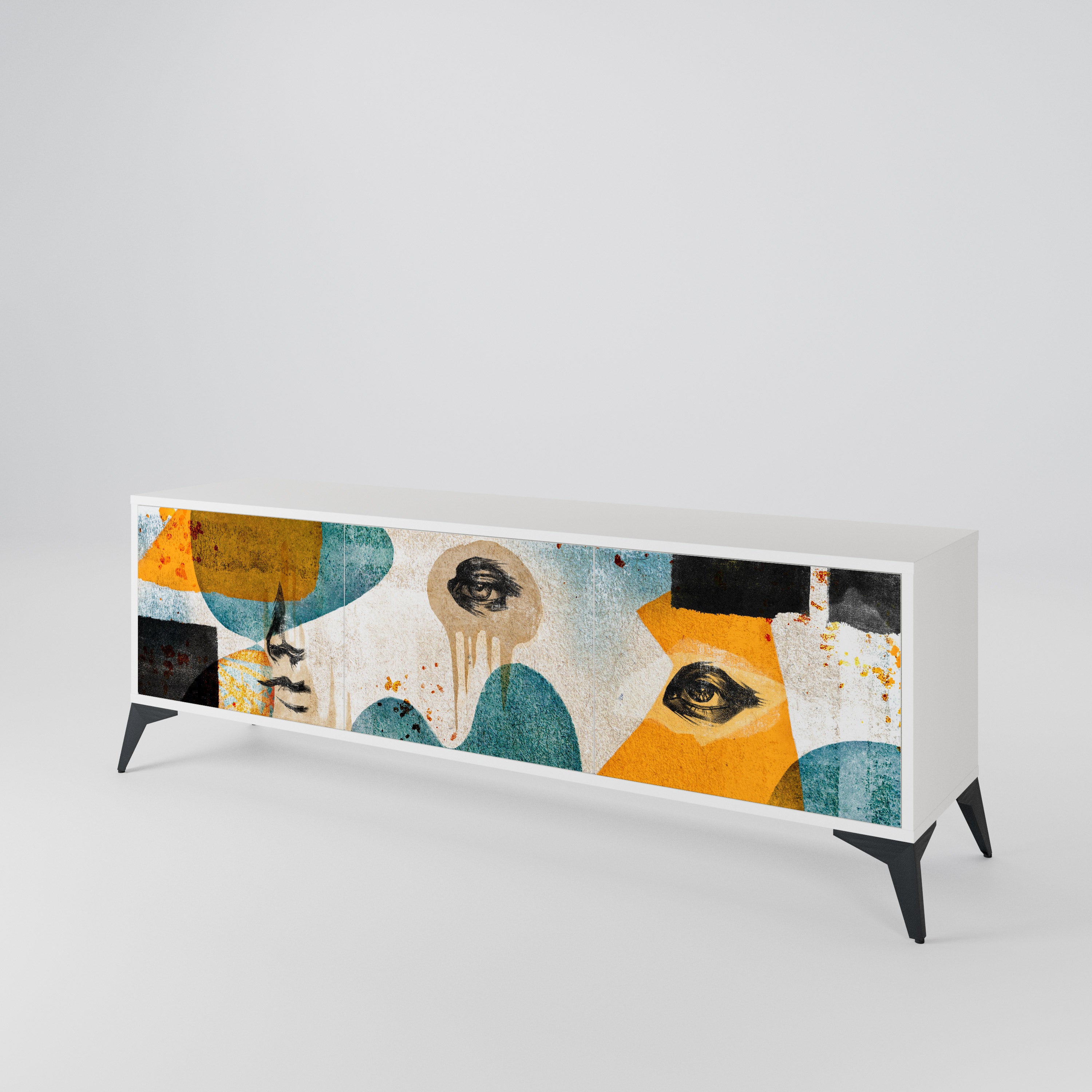 ABSTRACT FACES 3-Door TV Cabinet