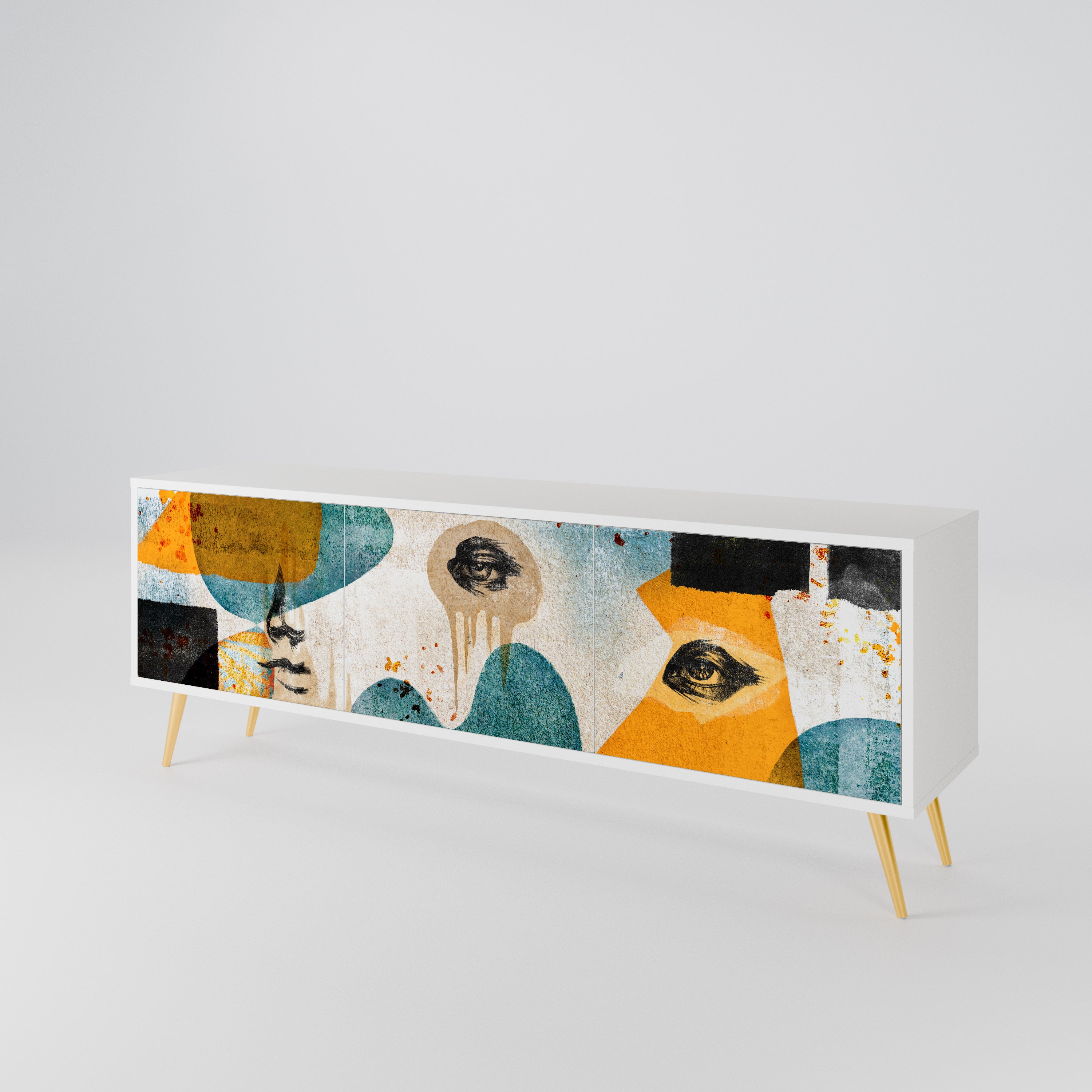 ABSTRACT FACES 3-Door TV Cabinet