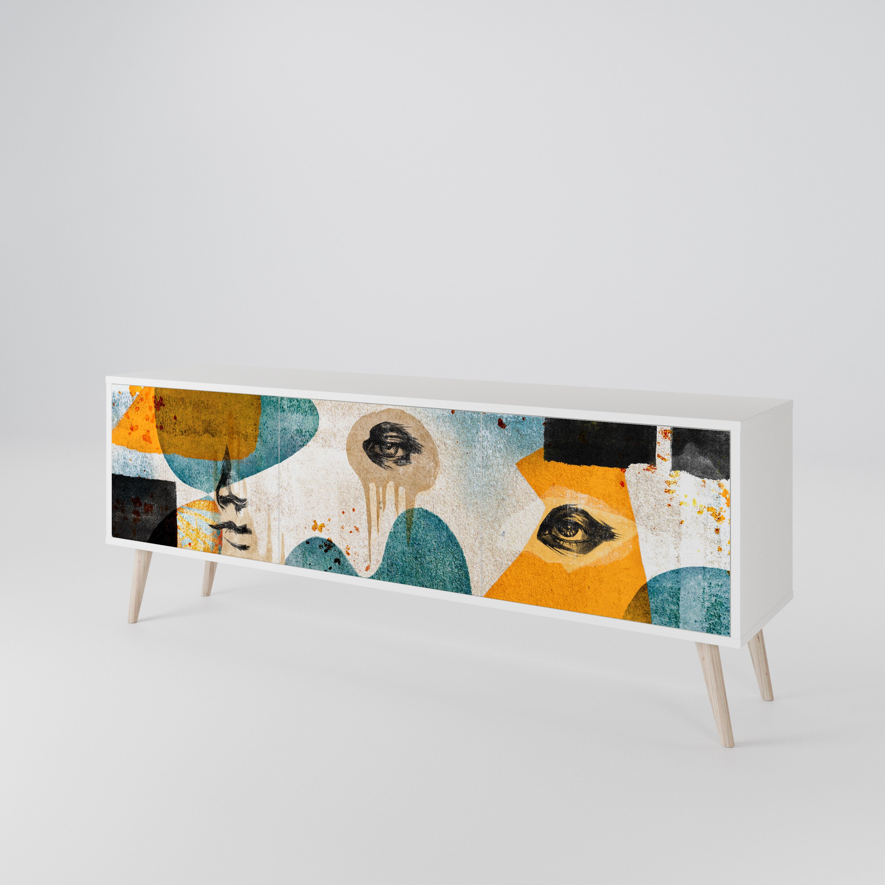 ABSTRACT FACES 3-Door TV Cabinet