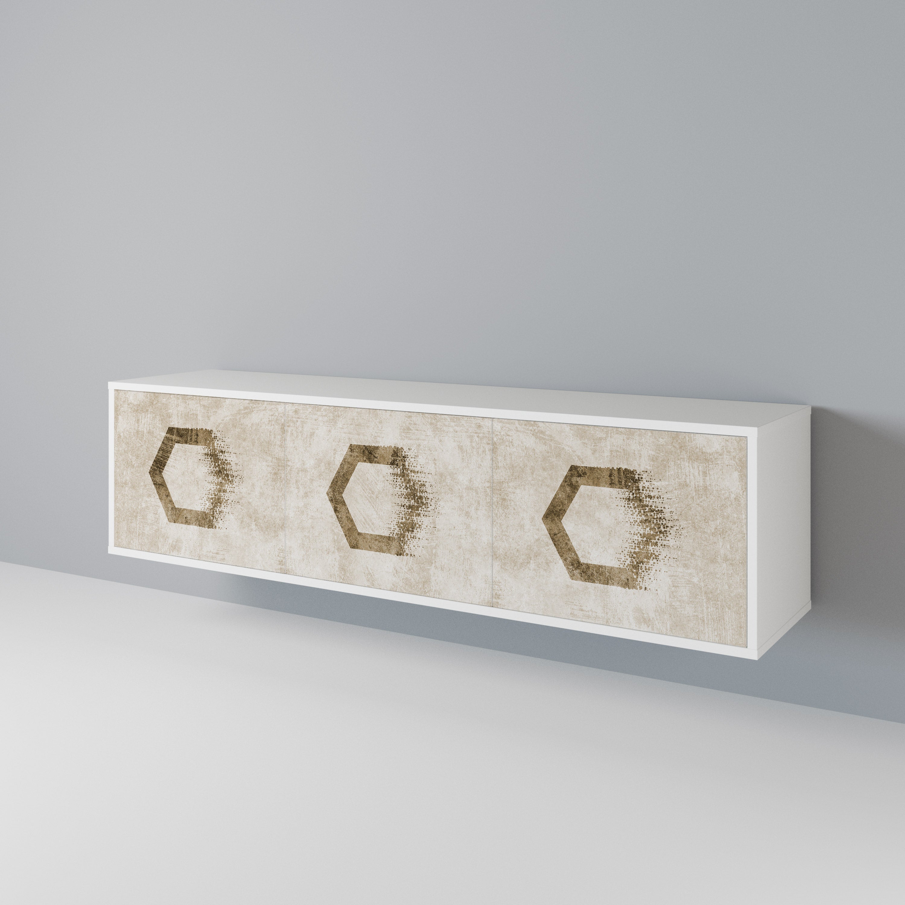 HEXAGONAL SHAPES 3-Door TV Cabinet