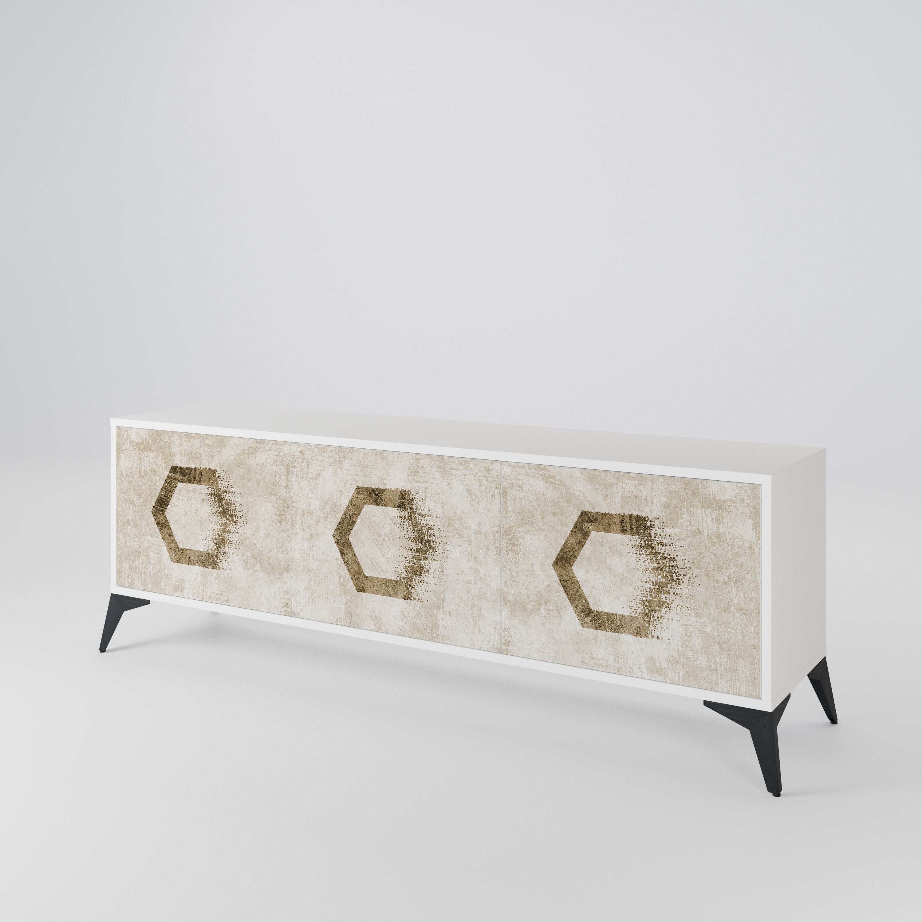 HEXAGONAL SHAPES 3-Door TV Cabinet