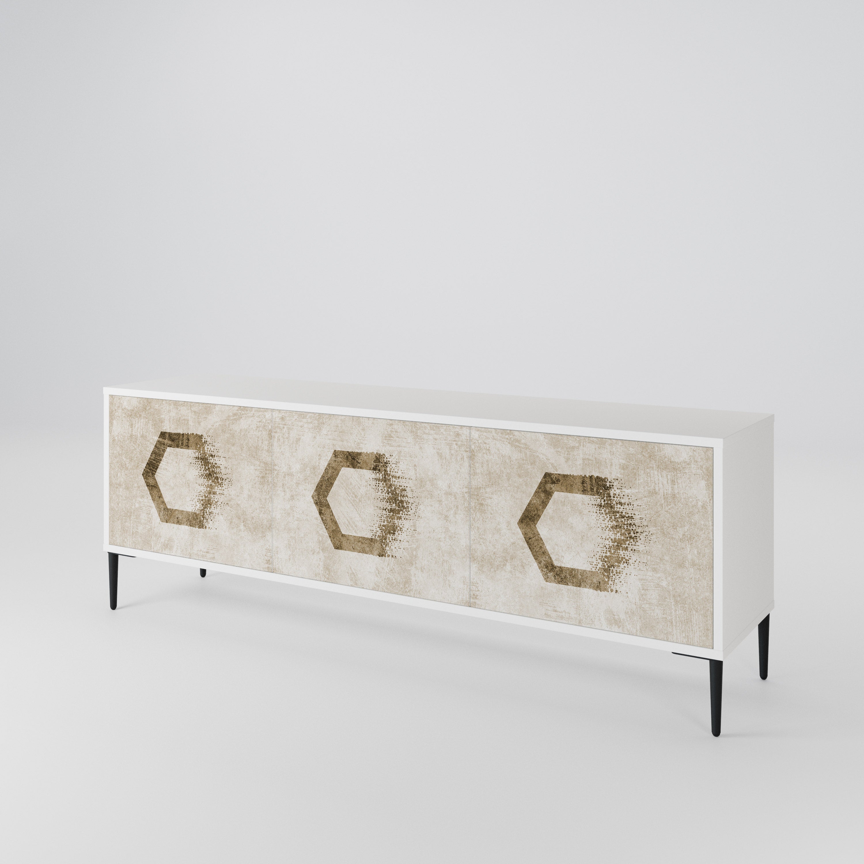 HEXAGONAL SHAPES 3-Door TV Cabinet