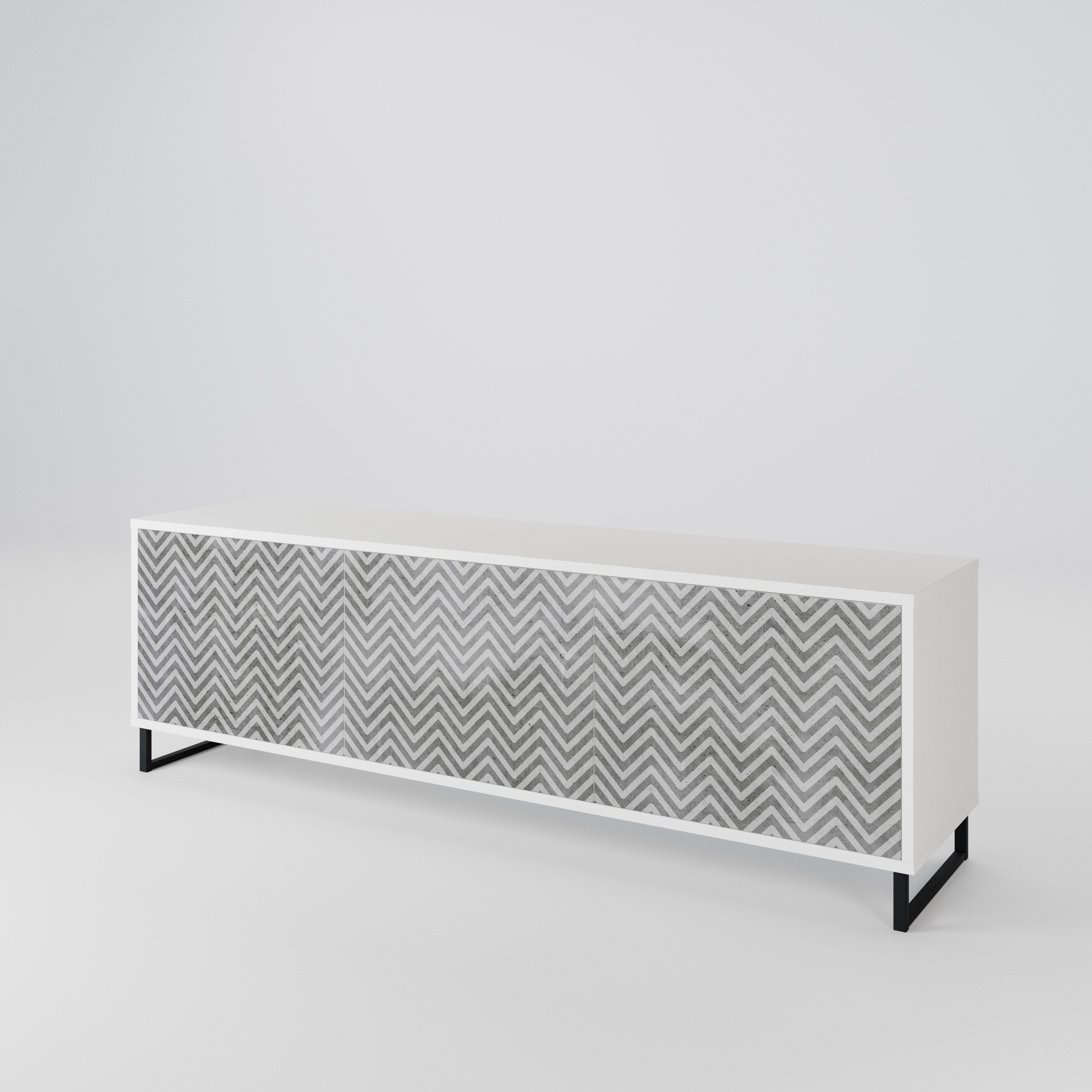 CONCRETE ZIG ZAG 3-Door TV Cabinet
