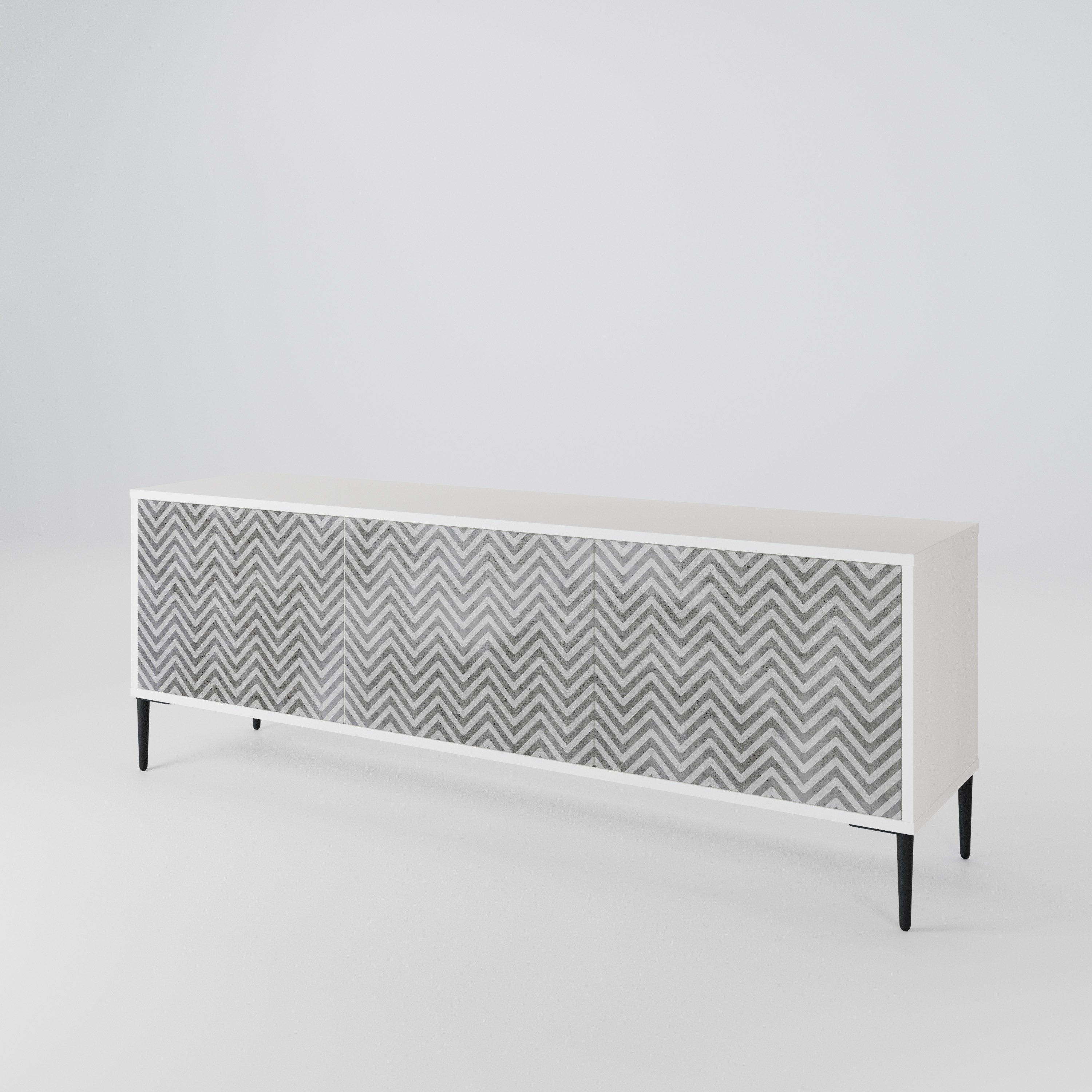 CONCRETE ZIG ZAG 3-Door TV Cabinet