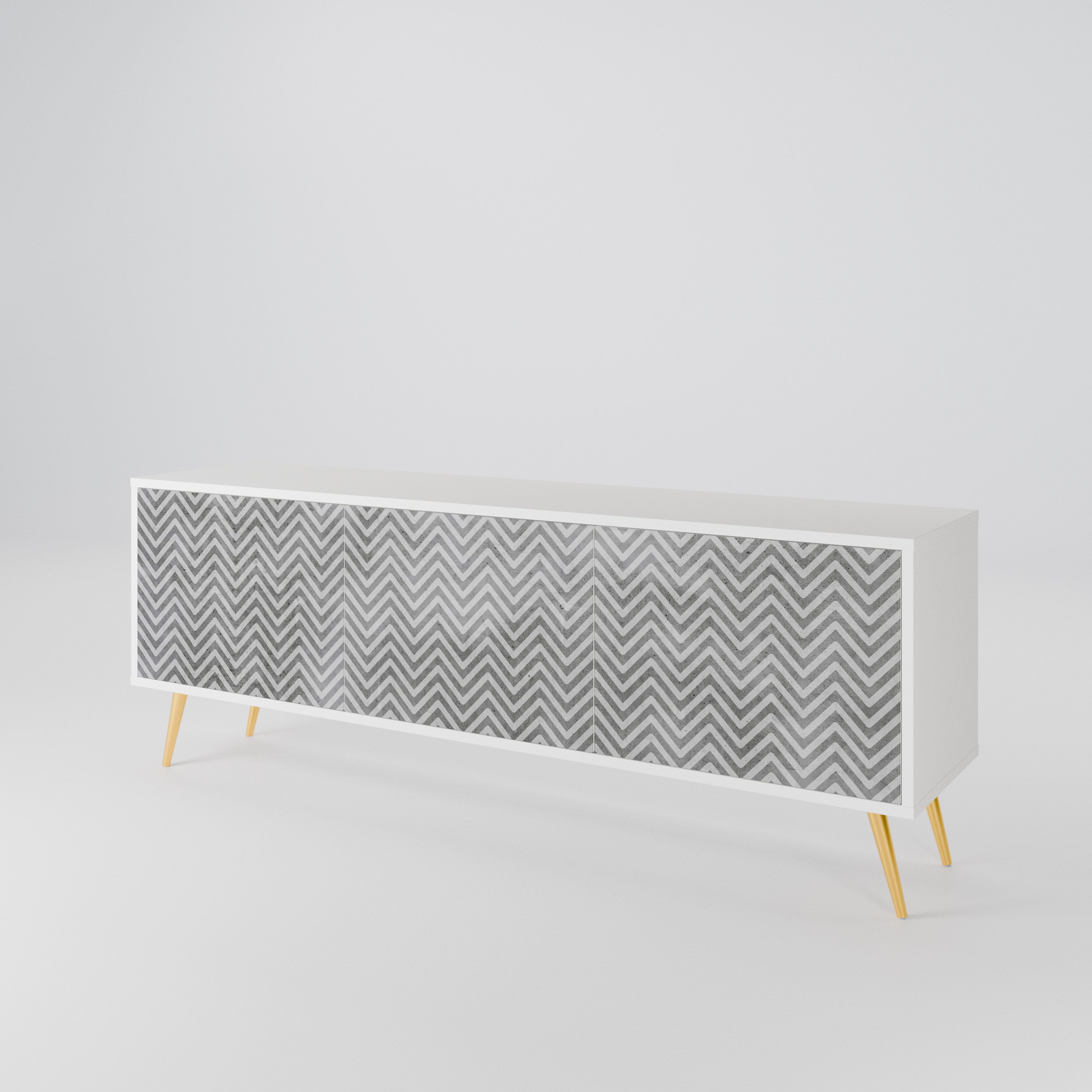 CONCRETE ZIG ZAG 3-Door TV Cabinet