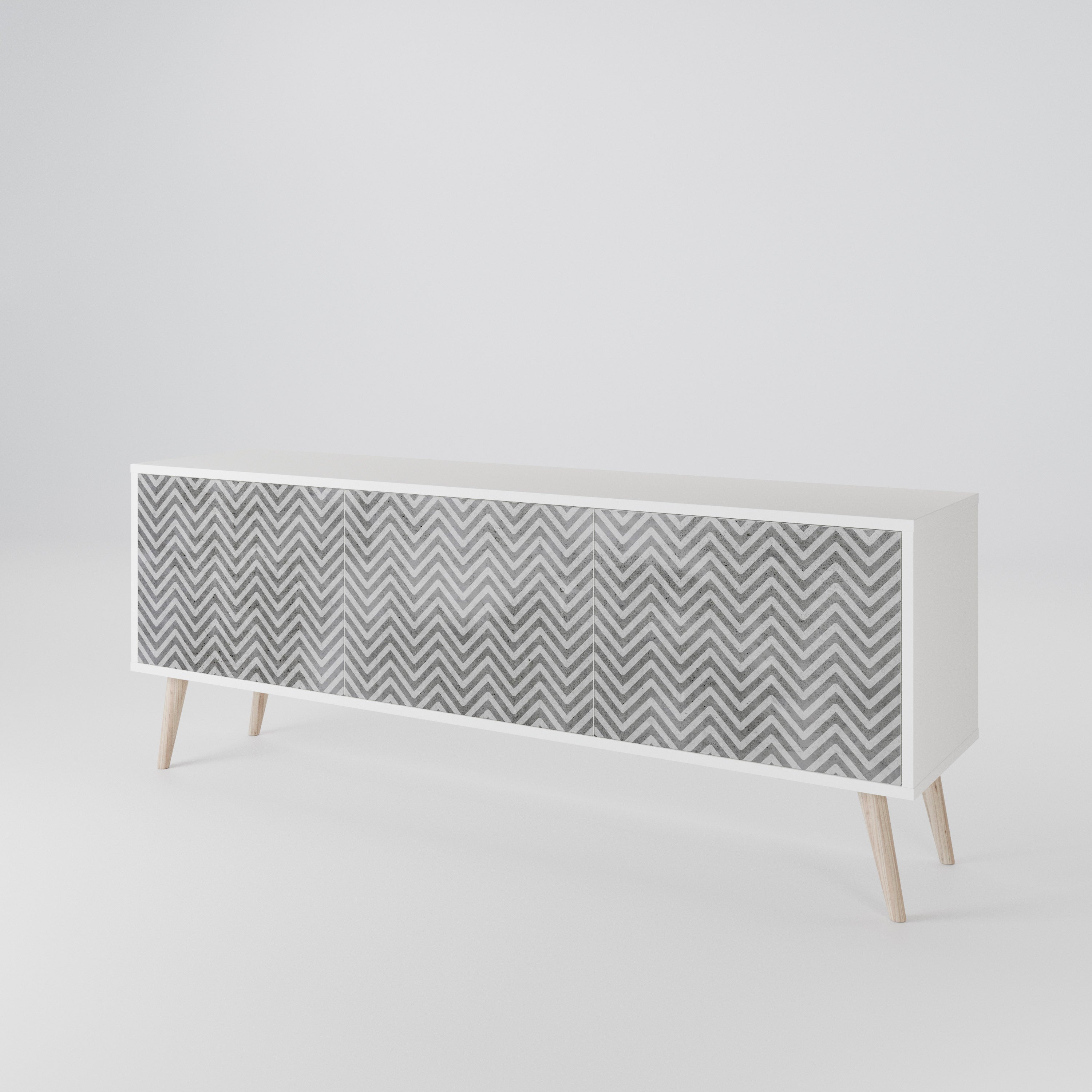 CONCRETE ZIG ZAG 3-Door TV Cabinet