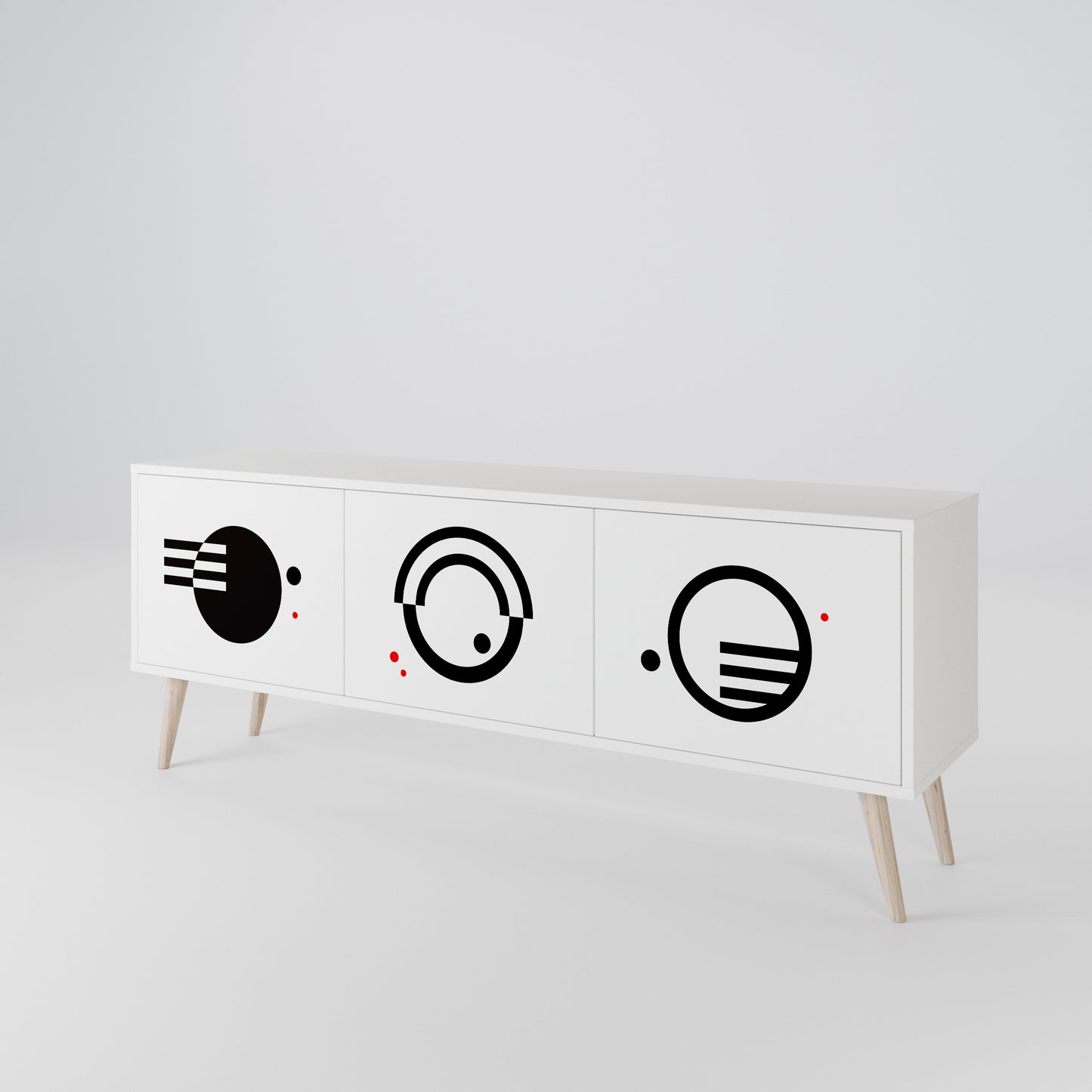 BLACK AND WHITE COMBINATION 3-Door TV Cabinet