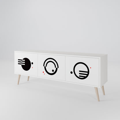 BLACK AND WHITE COMBINATION 3-Door TV Cabinet