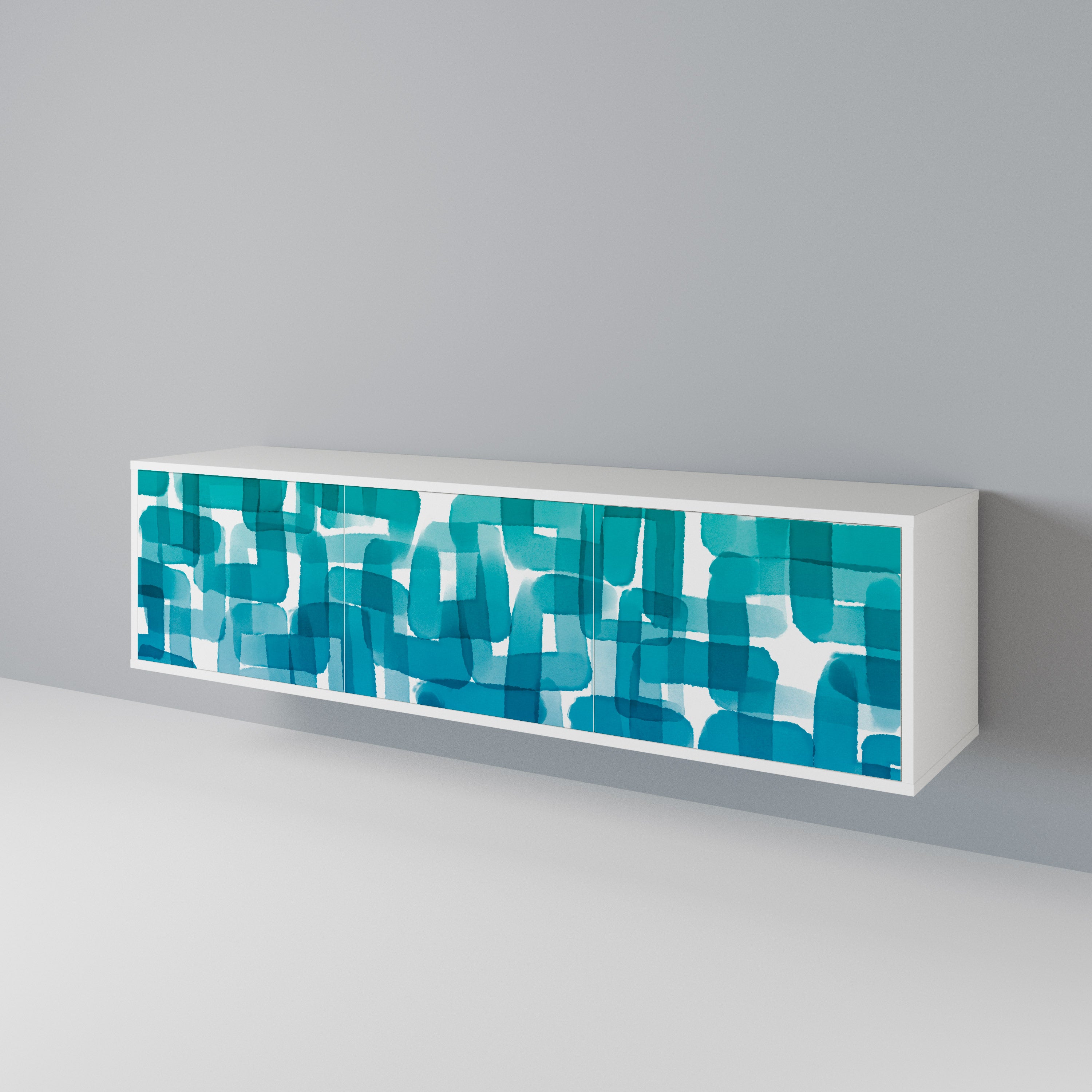 TURQUOISE RECTANGLES 3-türiges TV-Lowboard