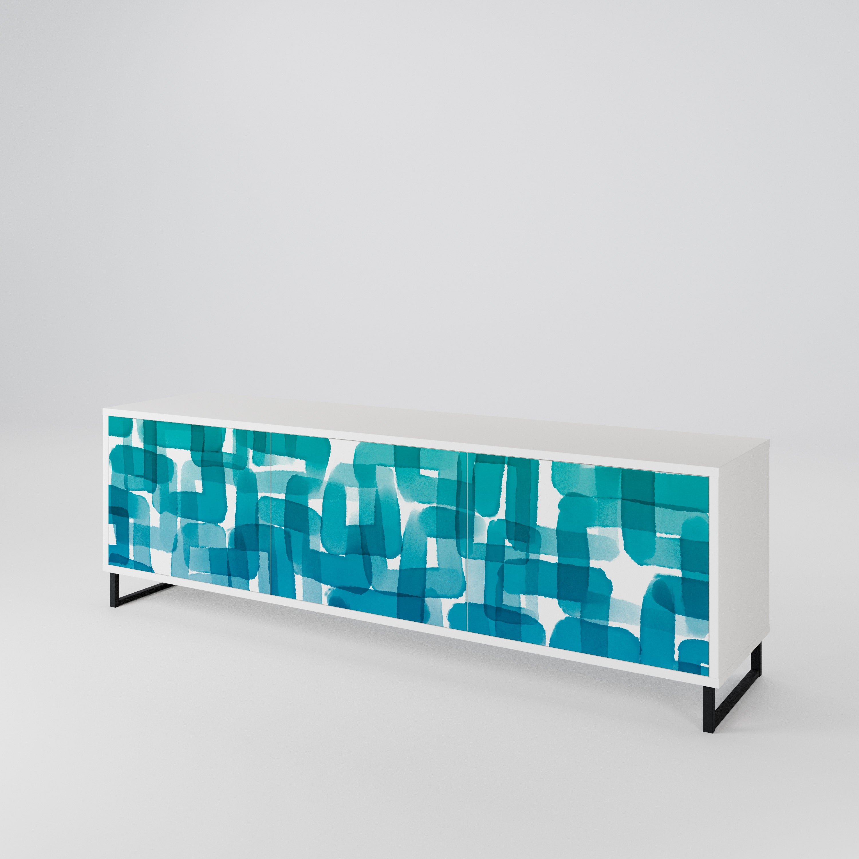 TURQUOISE RECTANGLES 3-türiges TV-Lowboard