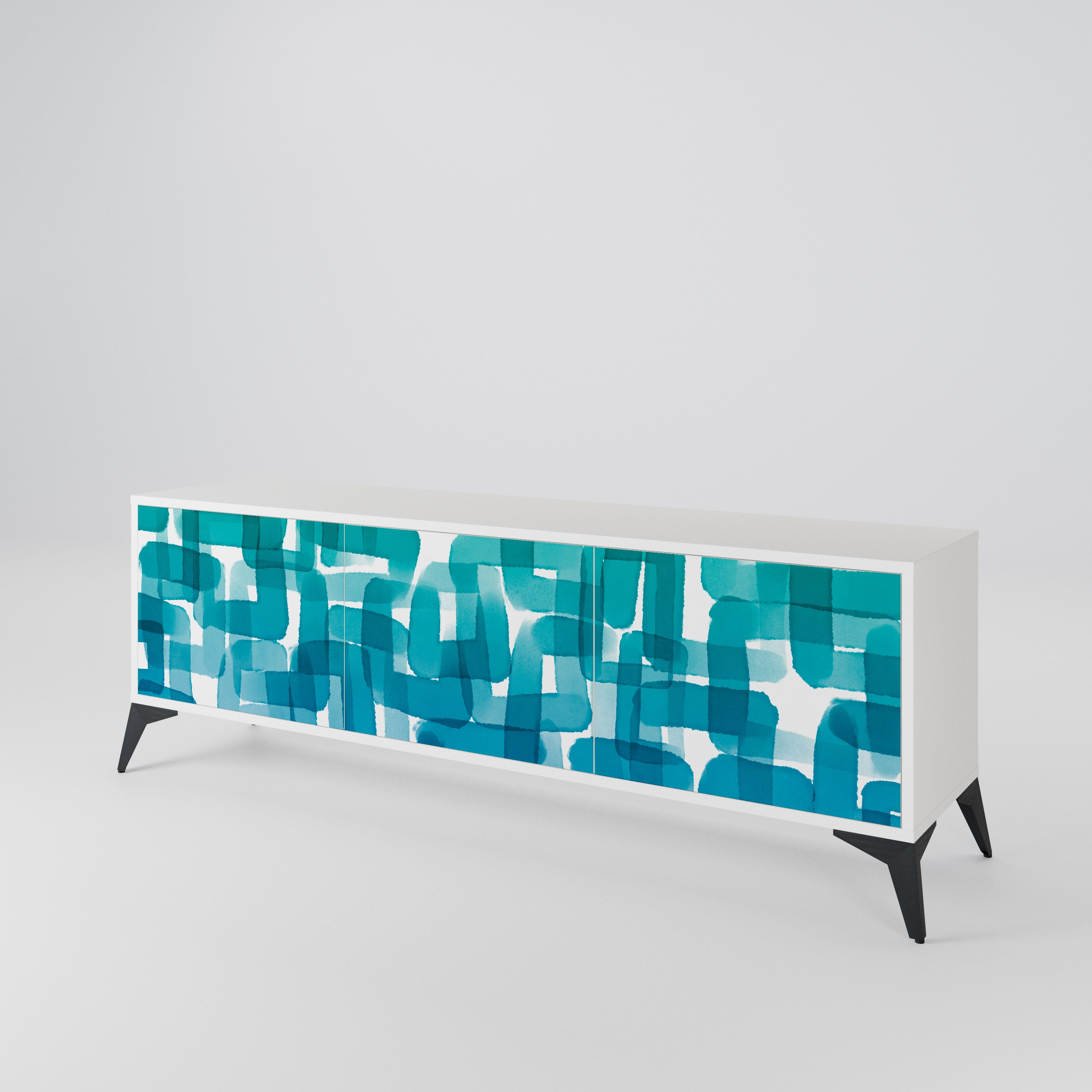 TURQUOISE RECTANGLES 3-türiges TV-Lowboard