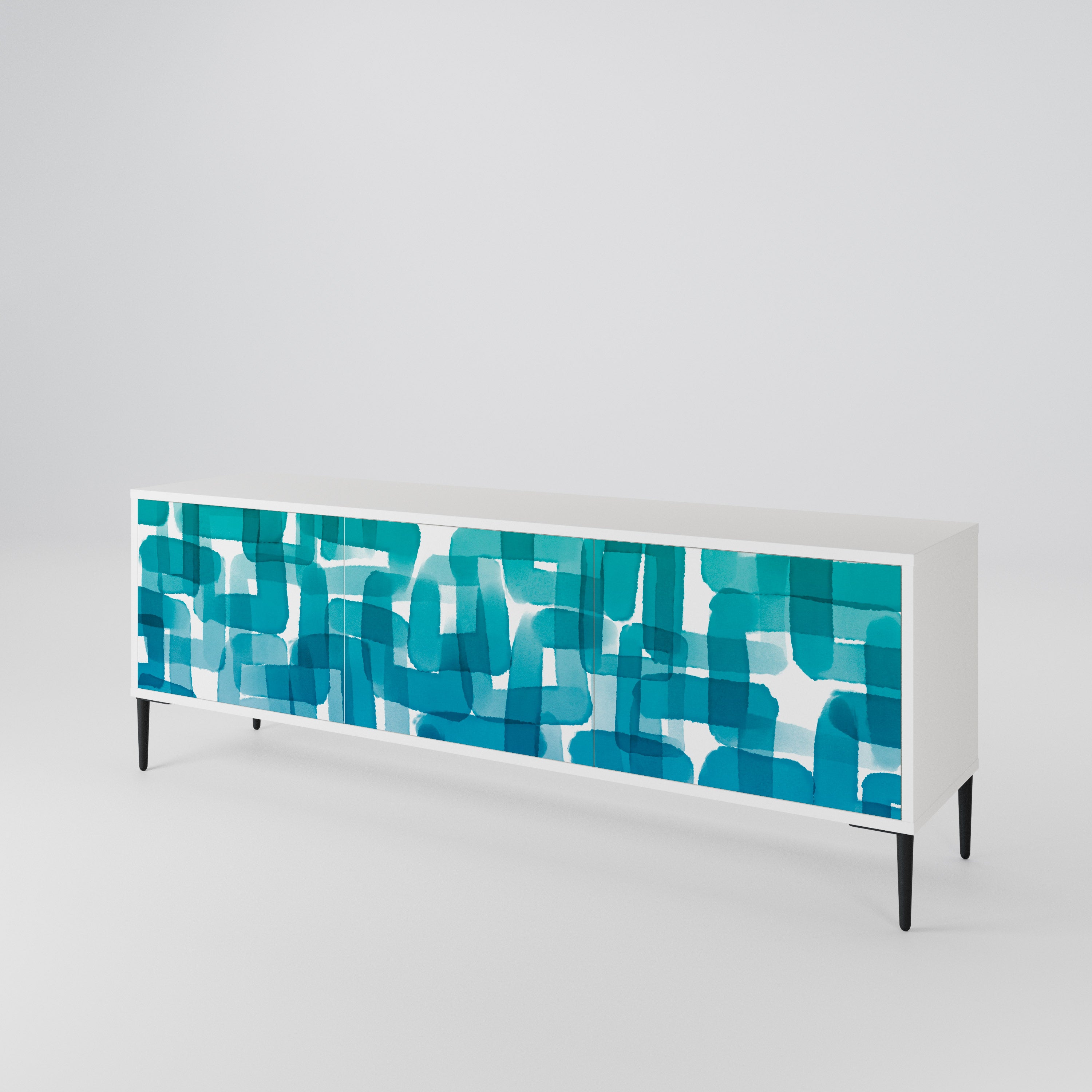 TURQUOISE RECTANGLES 3-türiges TV-Lowboard