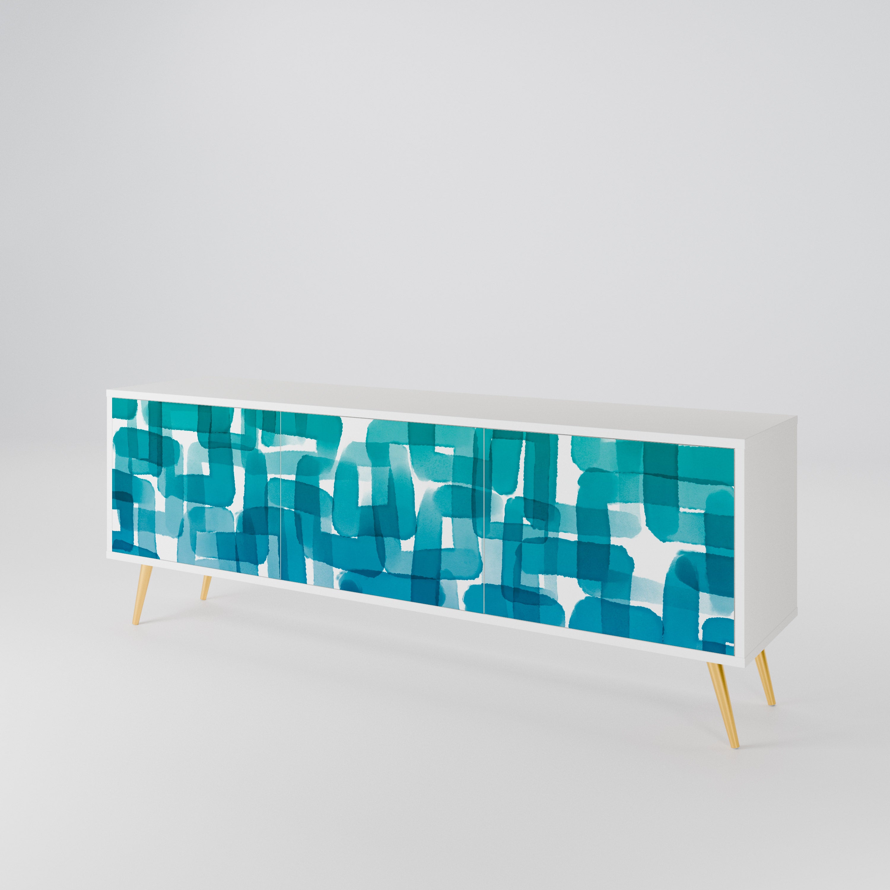 TURQUOISE RECTANGLES 3-türiges TV-Lowboard