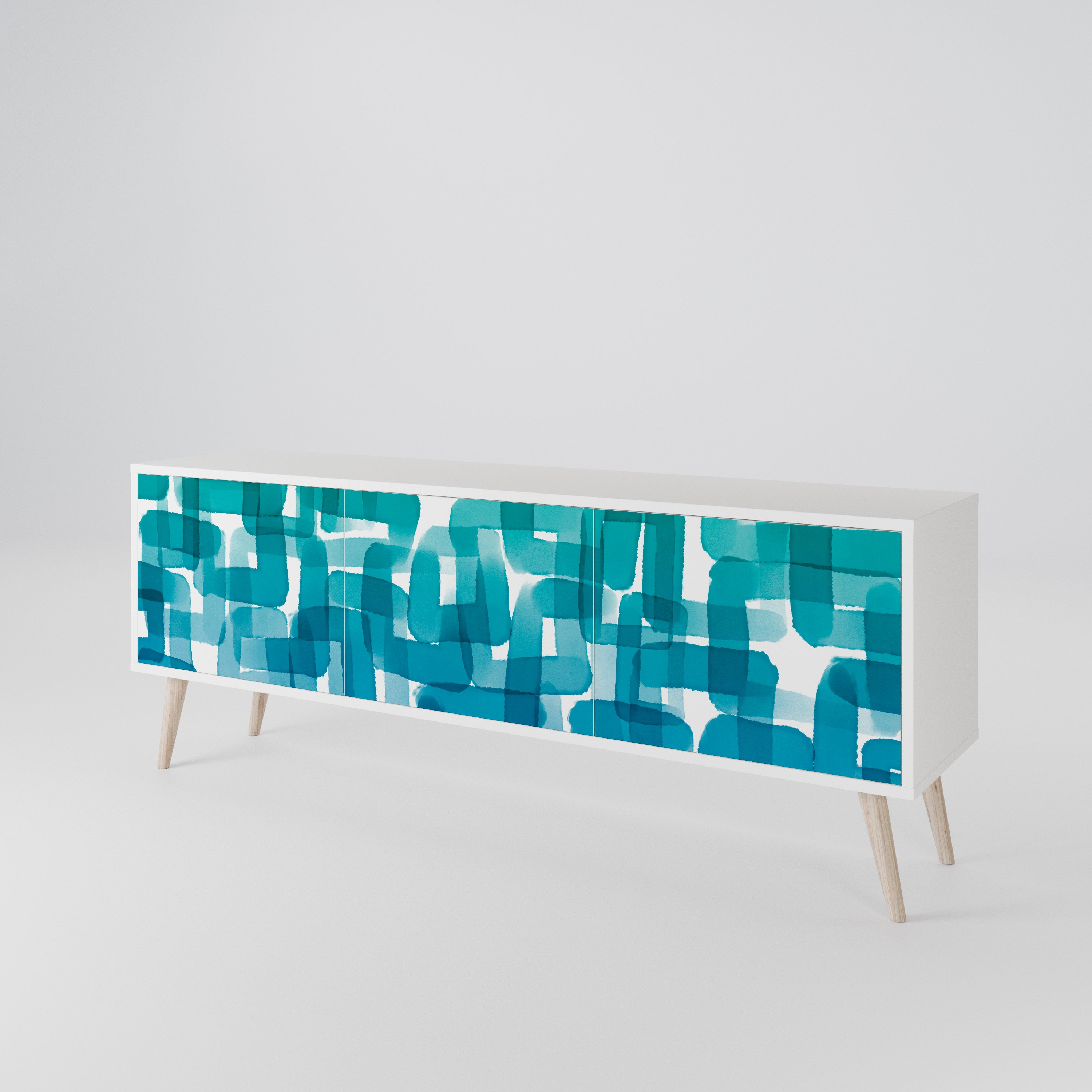 TURQUOISE RECTANGLES 3-türiges TV-Lowboard