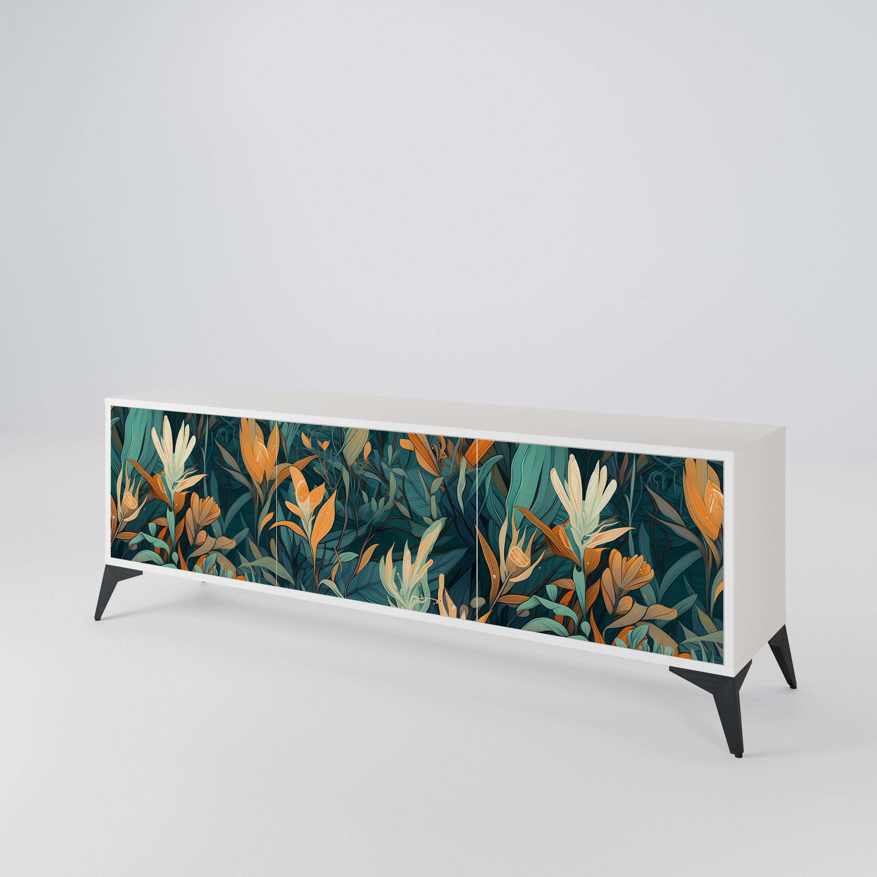 FLORAL SERENITY 3-Door TV Cabinet