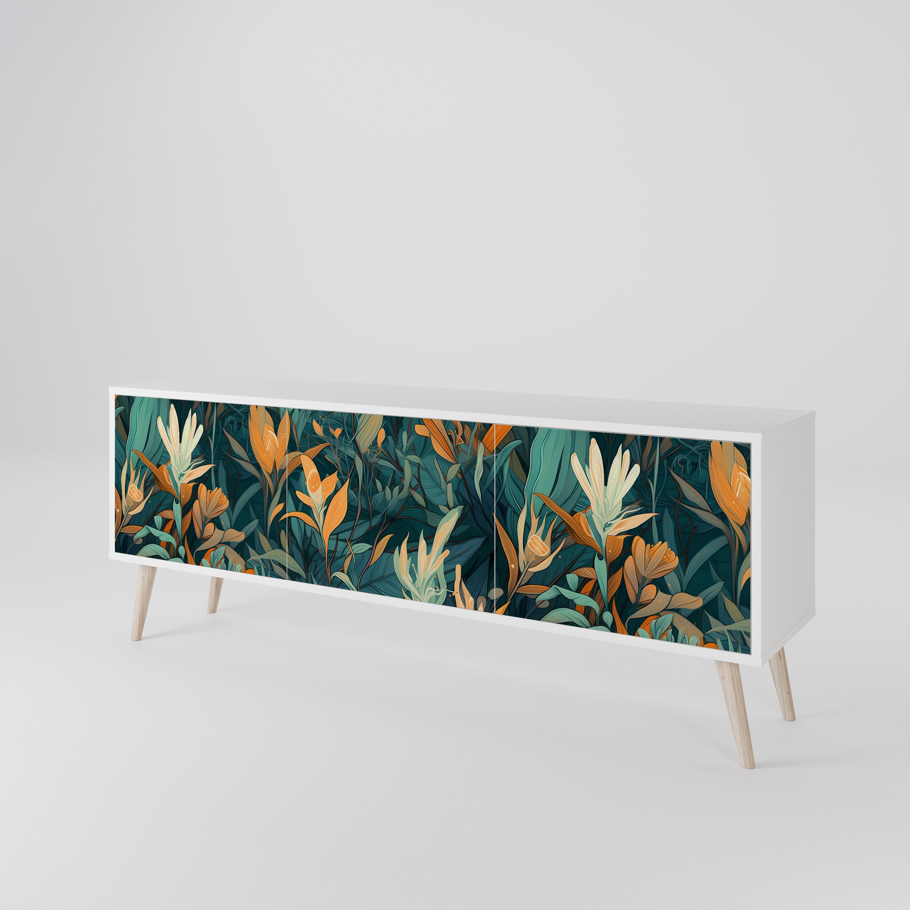 FLORAL SERENITY 3-Door TV Cabinet