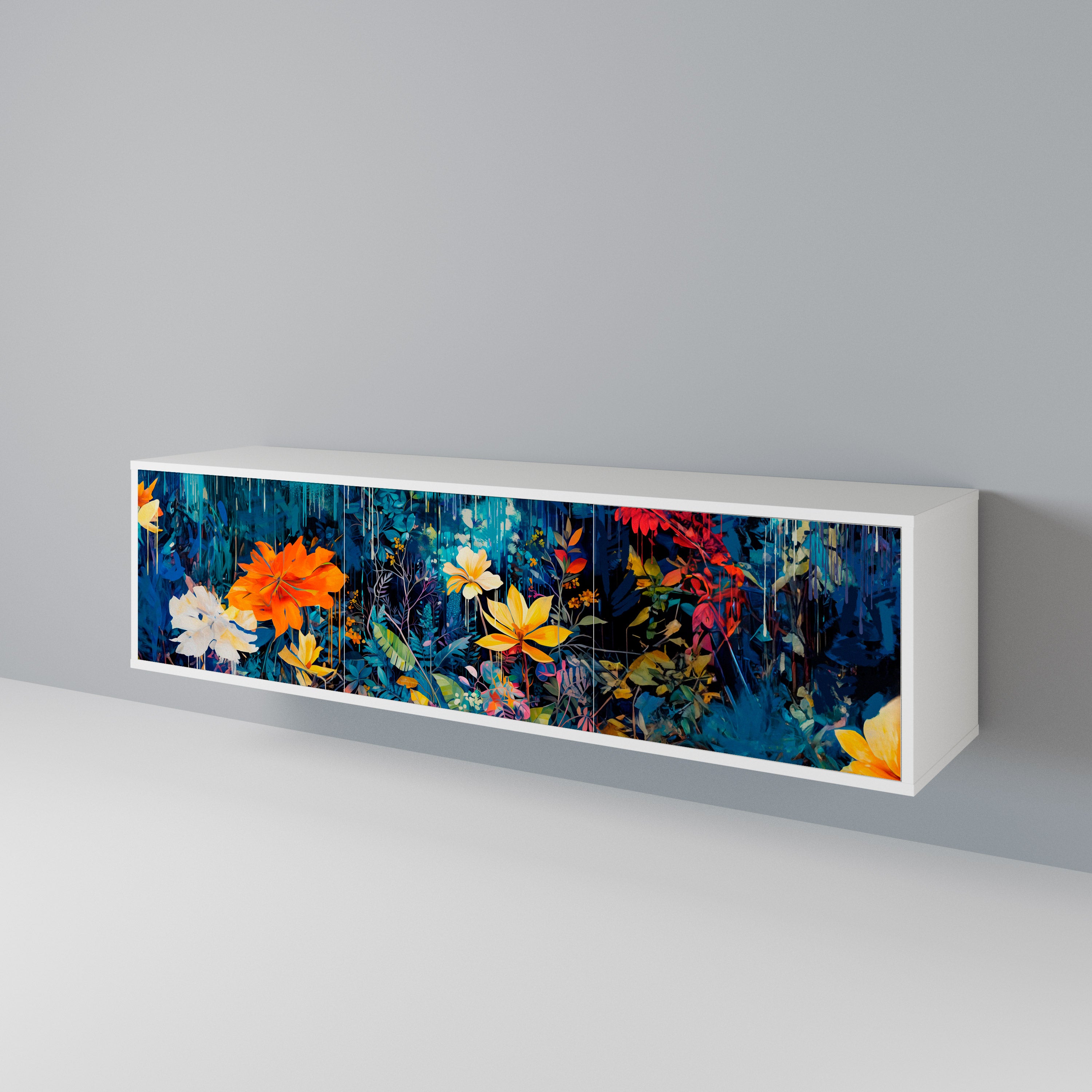 MIDNIGHT BLOSSOM 3-Door TV Cabinet