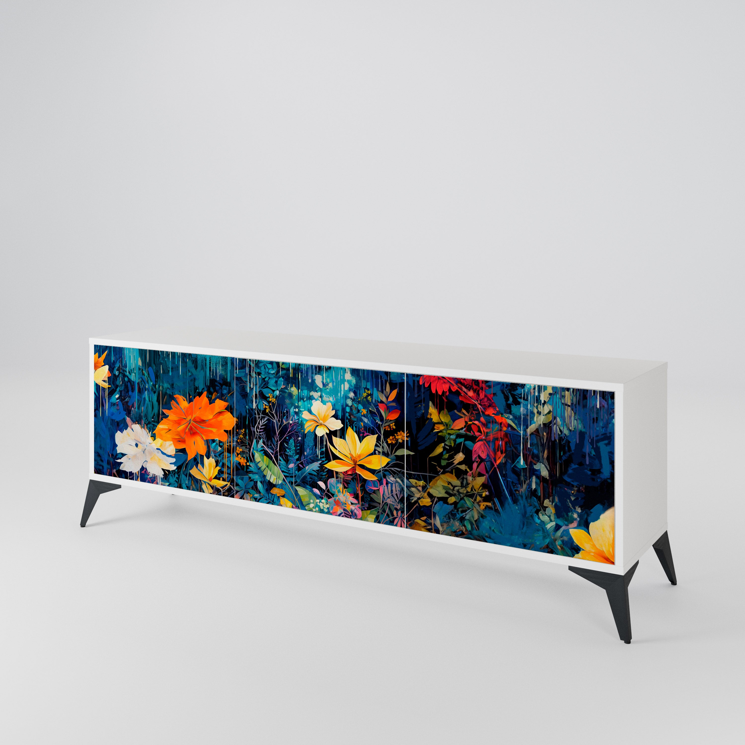 MIDNIGHT BLOSSOM 3-Door TV Cabinet