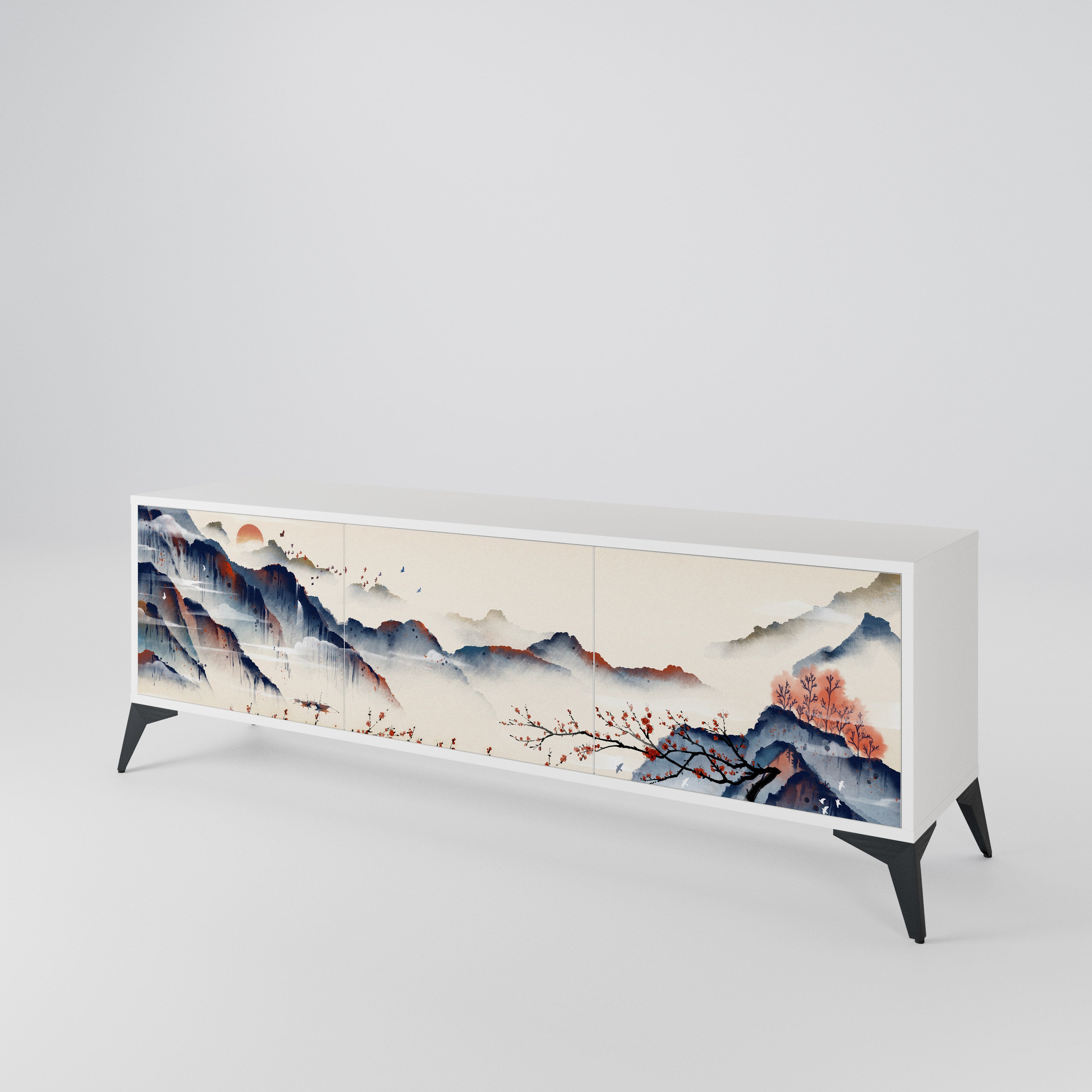 JAPANESE LANDSCAPE 3-Door TV Cabinet