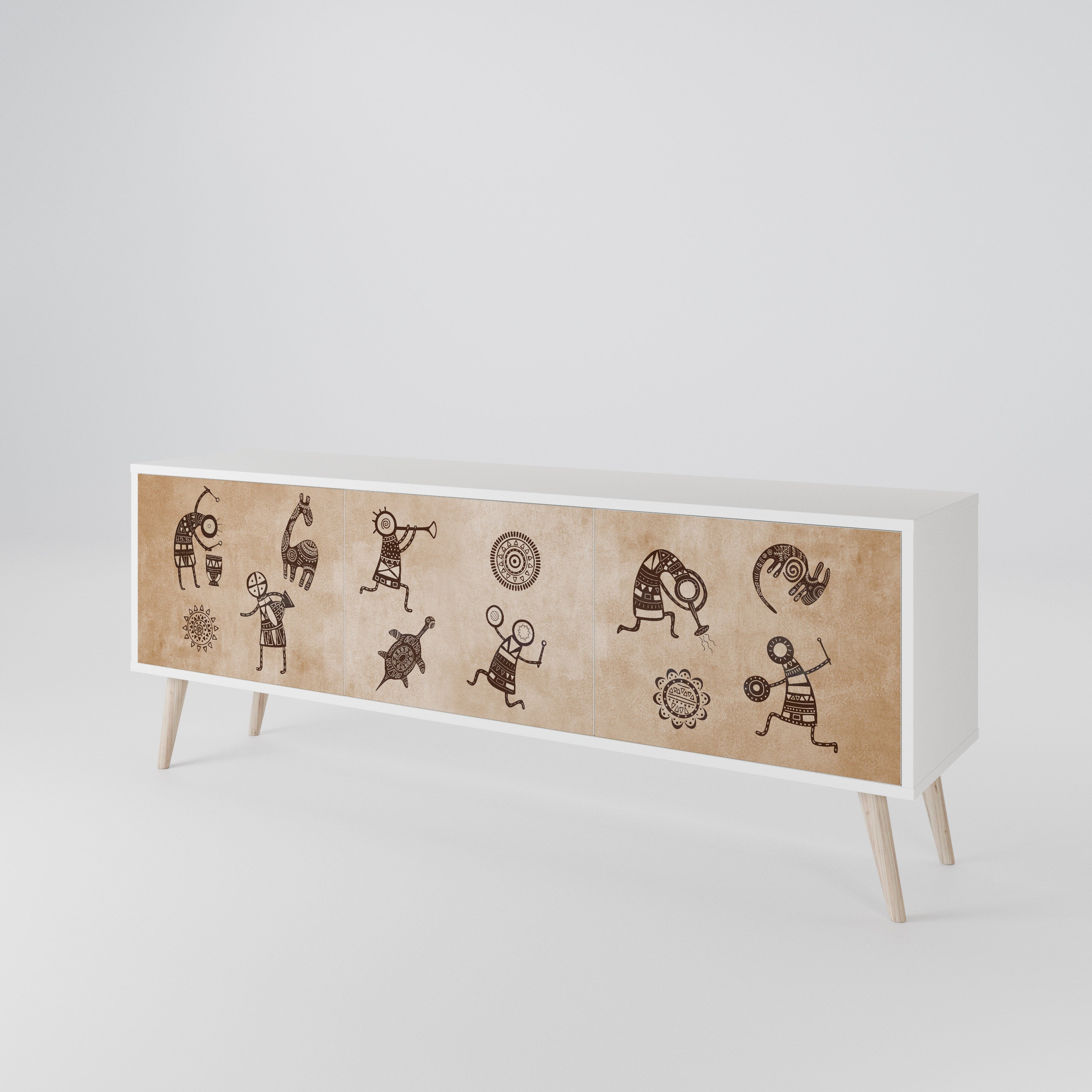 AFRICAN STYLE 3-Door TV Cabinet