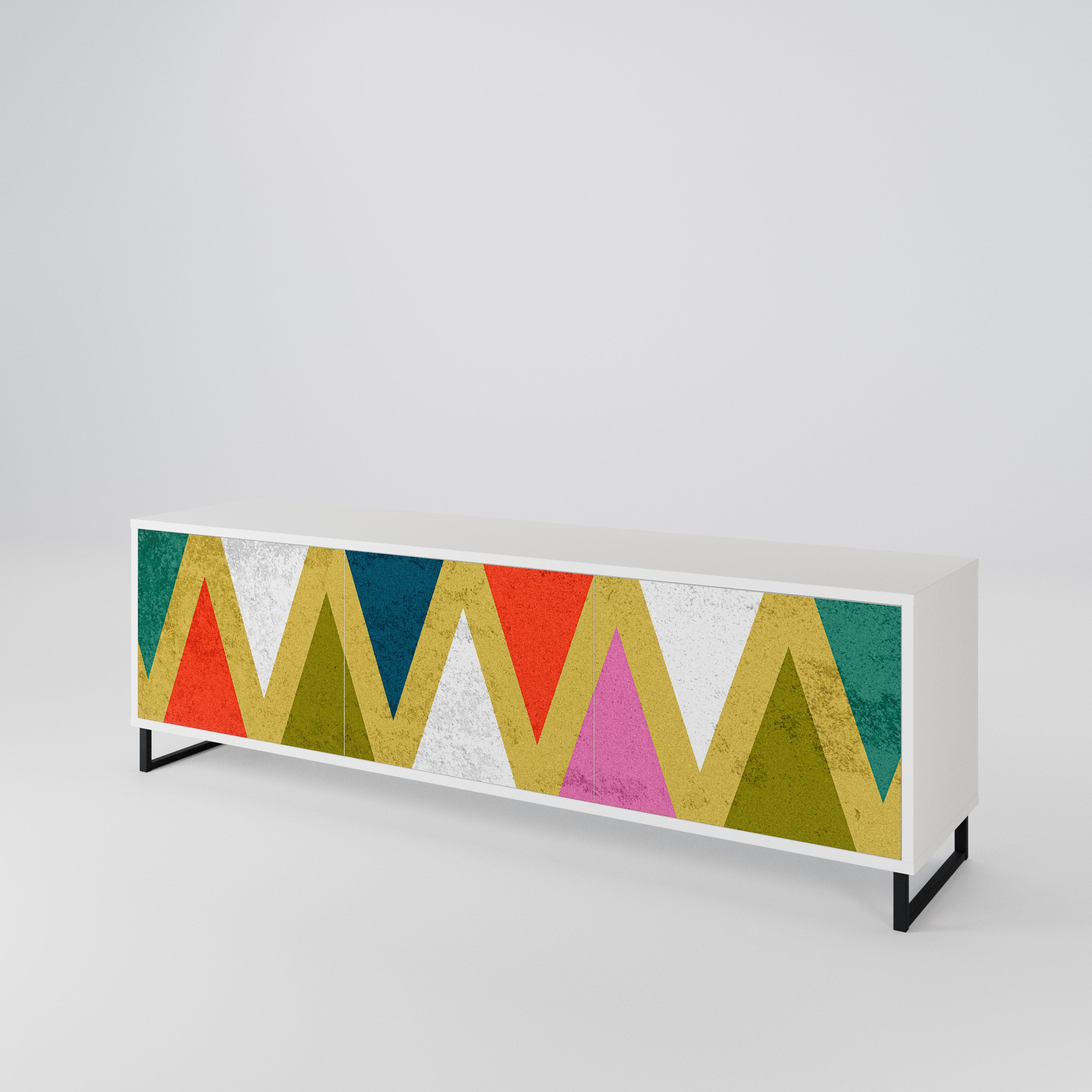 COLORFUL TRIANGLES 3-türiges TV-Lowboard