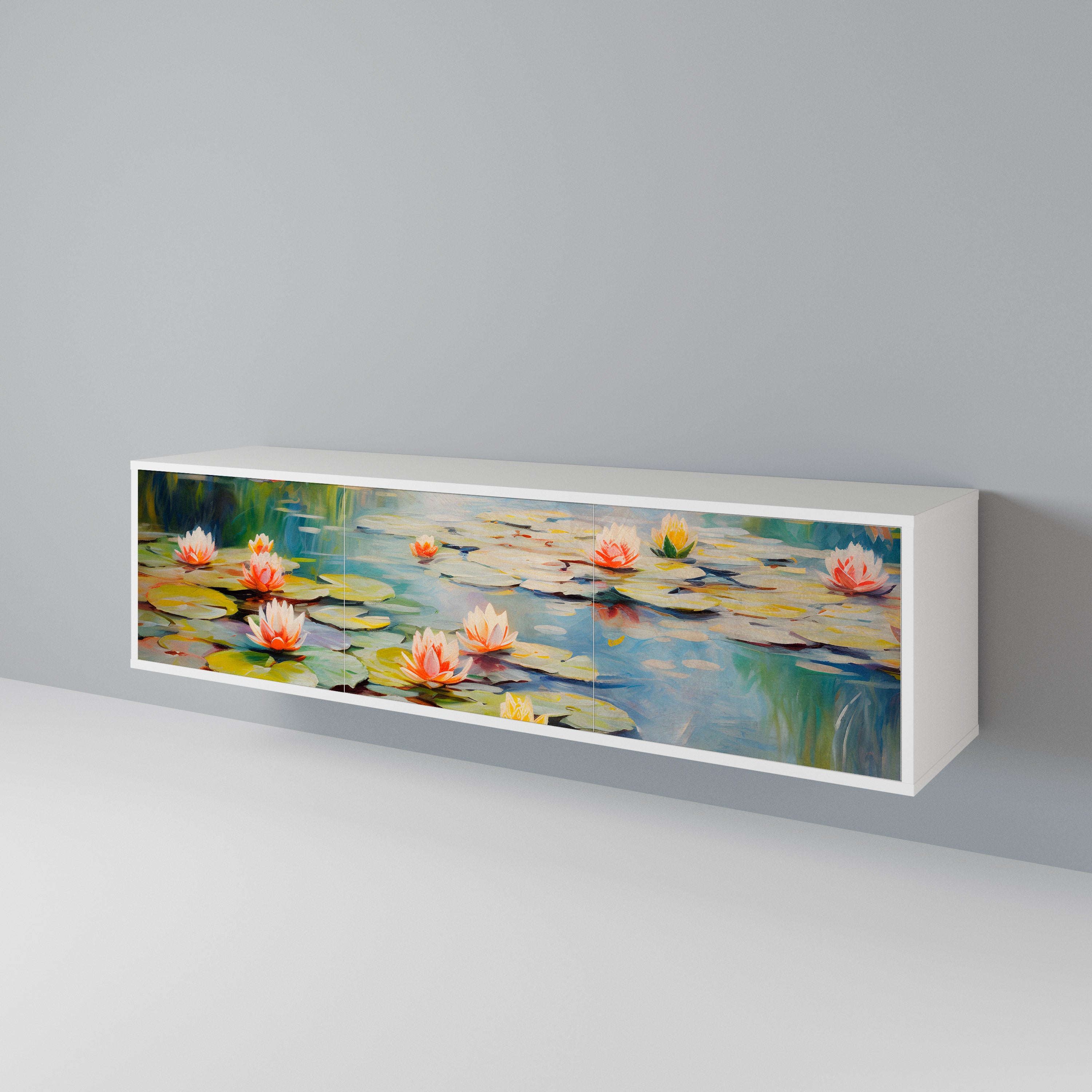 BLOOMING WATERS 3-Door TV Cabinet