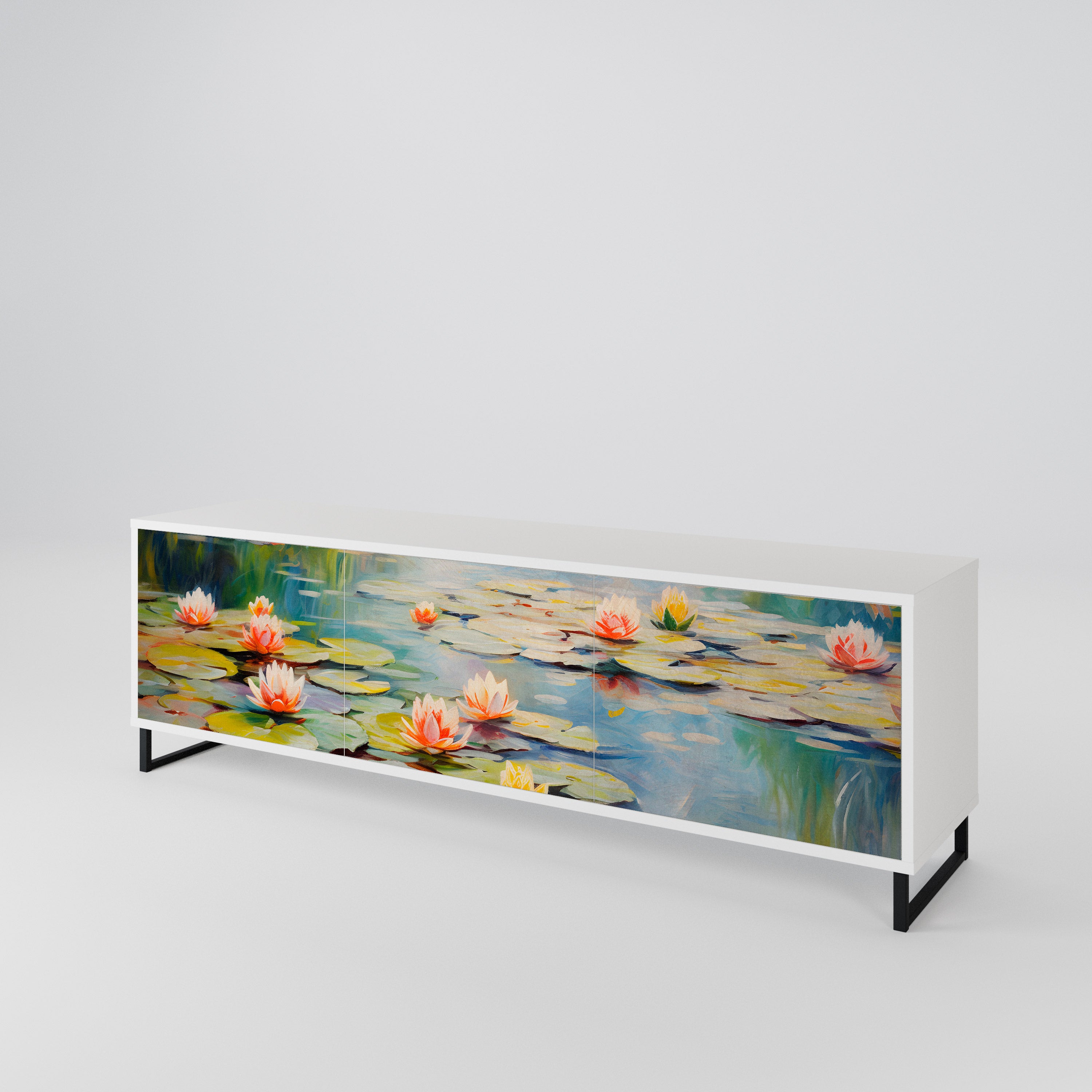 BLOOMING WATERS 3-Door TV Cabinet