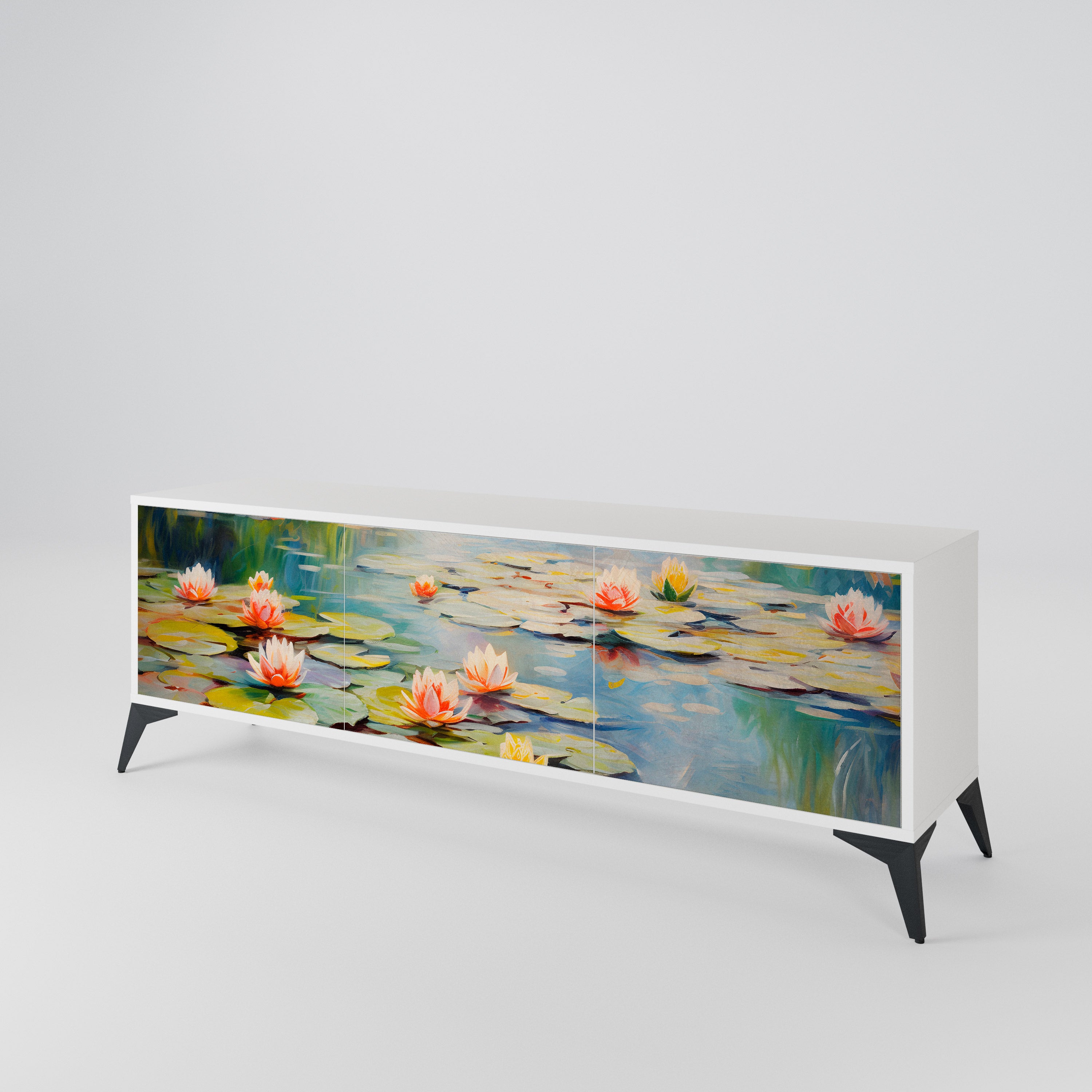 BLOOMING WATERS 3-Door TV Cabinet