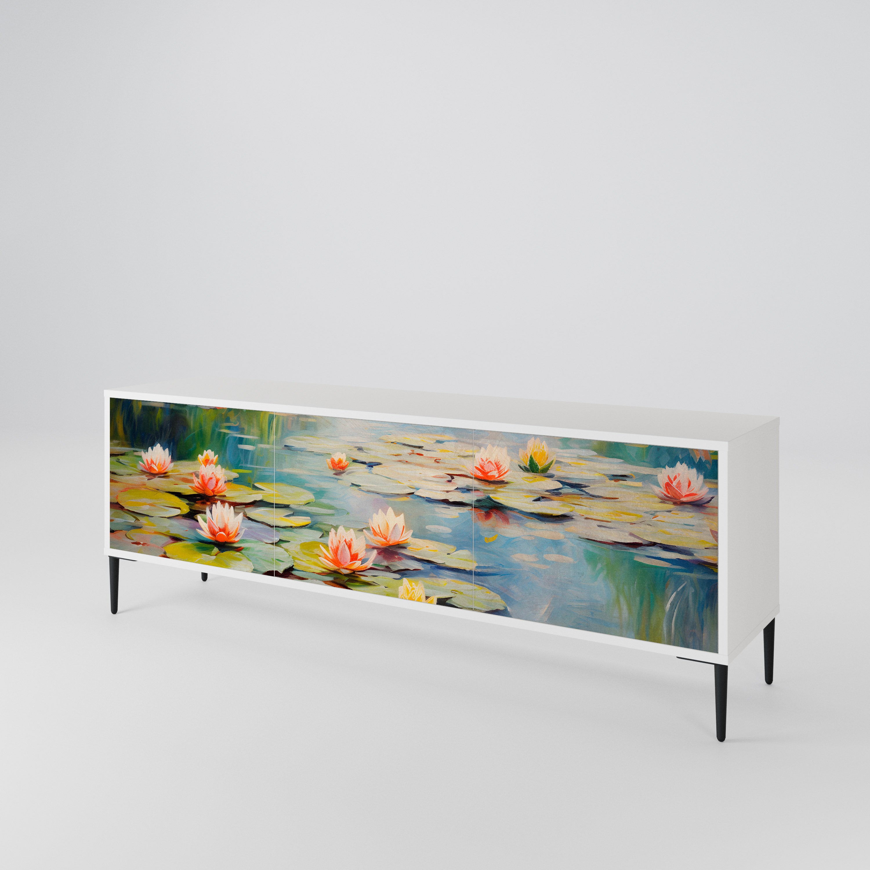 BLOOMING WATERS 3-Door TV Cabinet