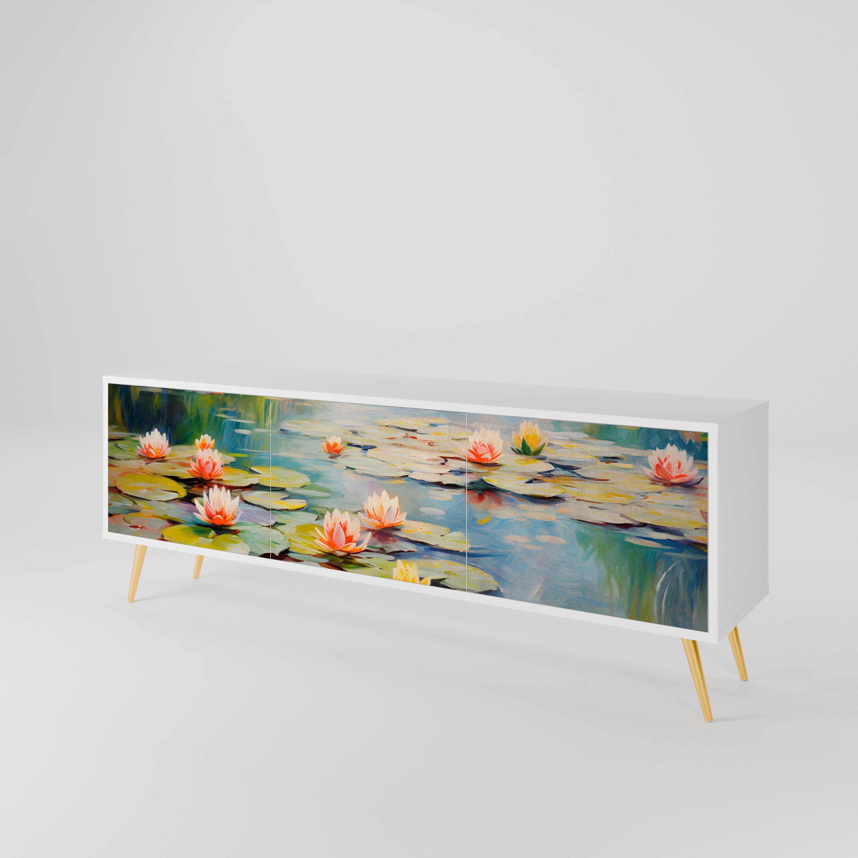 BLOOMING WATERS 3-Door TV Cabinet