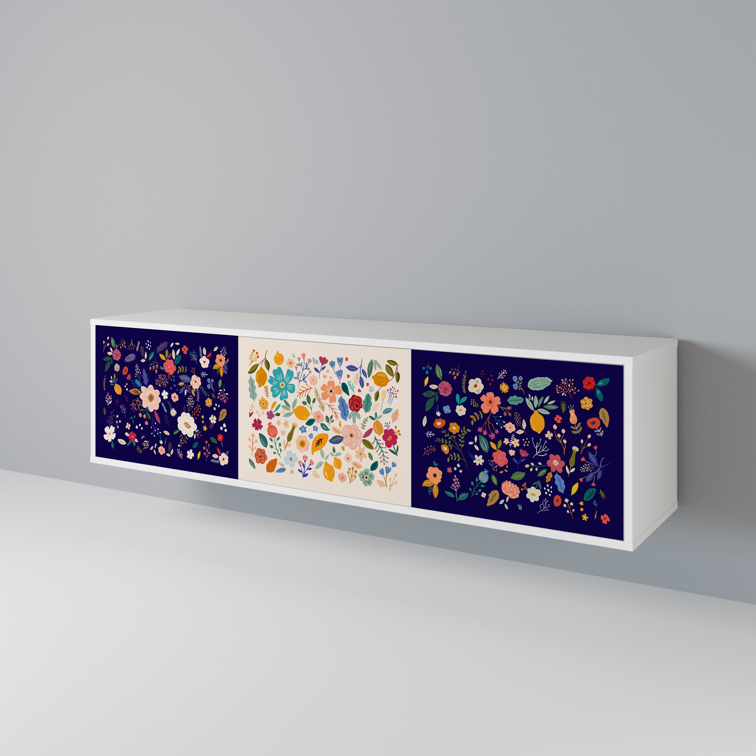 FLORAL COMBINATION 3-Door TV Cabinet