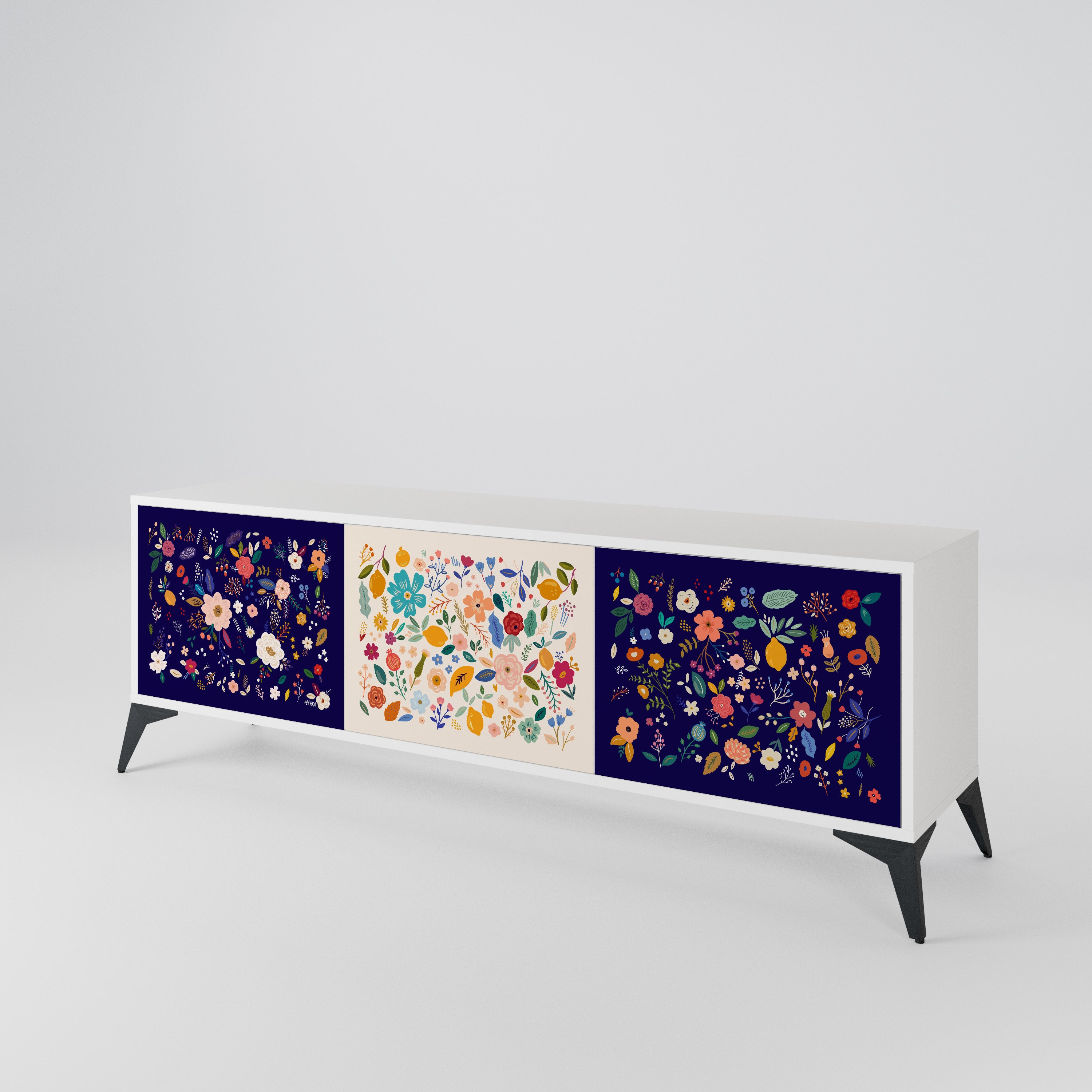 FLORAL COMBINATION 3-Door TV Cabinet