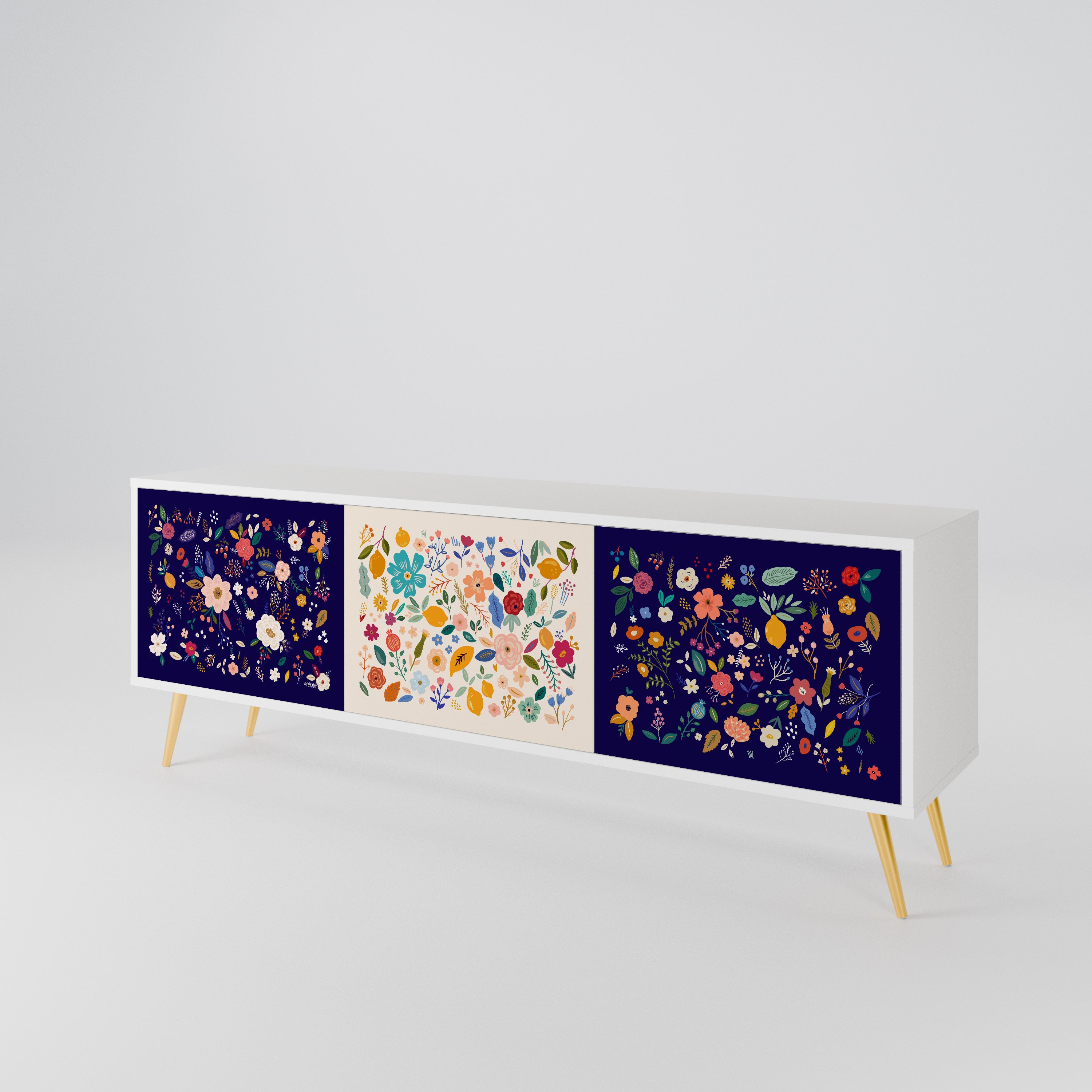 FLORAL COMBINATION 3-Door TV Cabinet