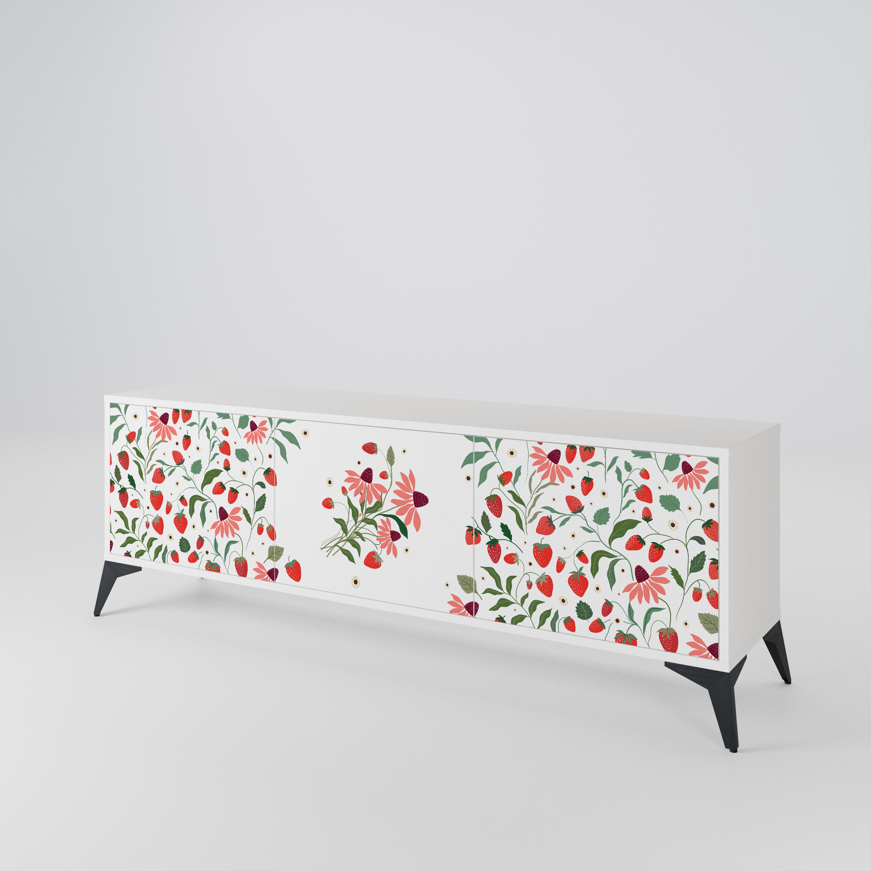 FLOWERS AND STRAWBERRIES 3-türiges TV-Lowboard