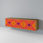 GEOMETRIC BRILLIANCE 3-Door TV Stand in Oak Effect