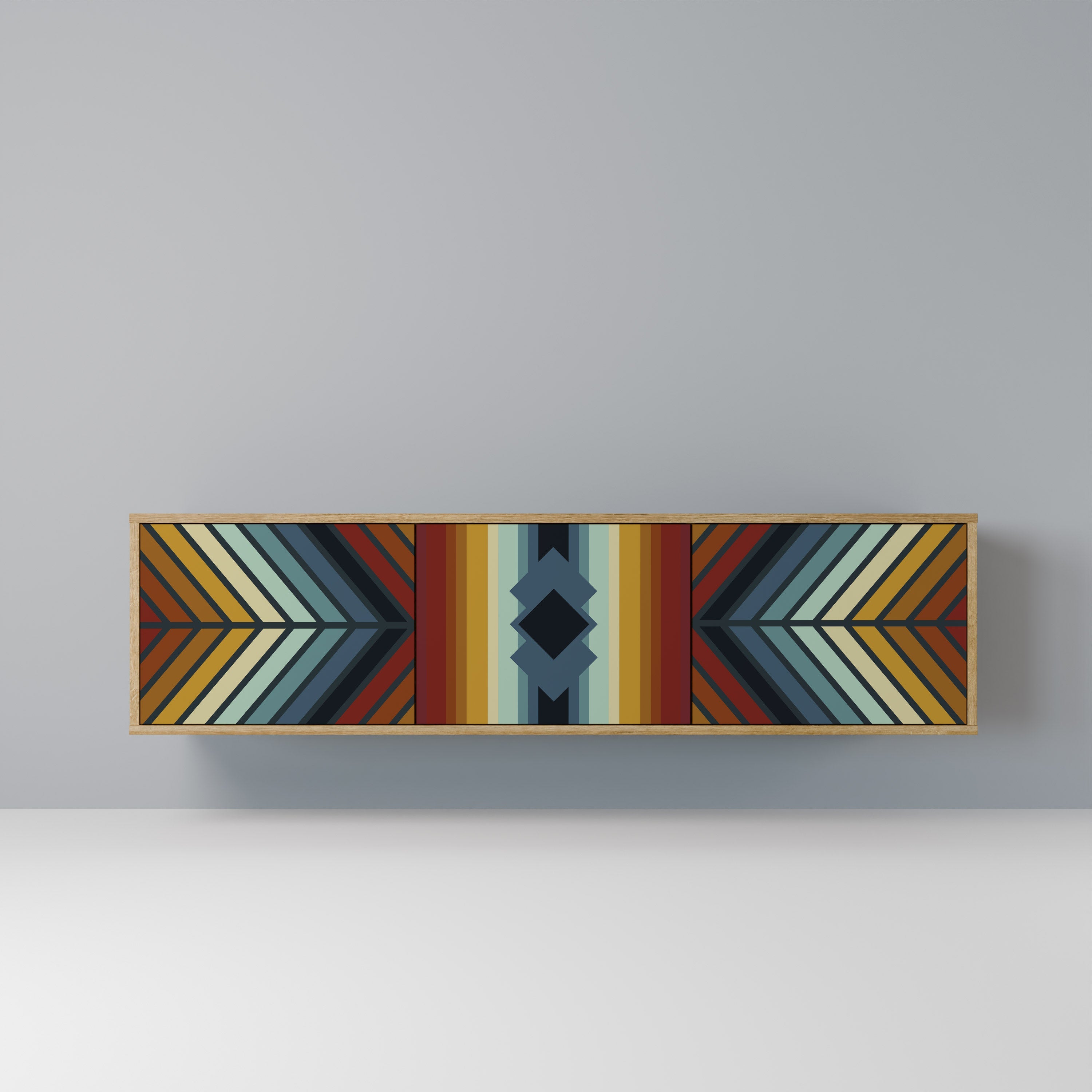 INDIGENOUS ZIGZAG 3-Door TV Stand in Oak Effect