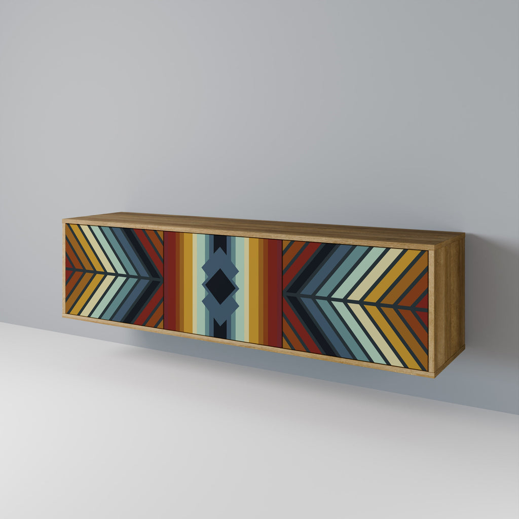 INDIGENOUS ZIGZAG 3-Door TV Stand in Oak Effect