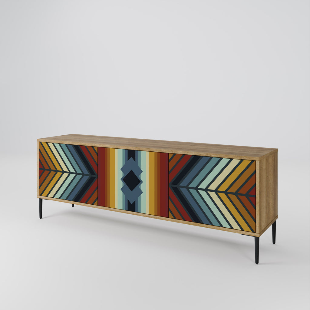 INDIGENOUS ZIGZAG 3-Door TV Stand in Oak Effect