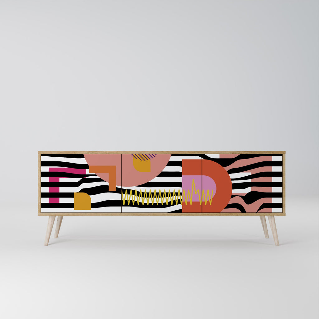 CHROMATIC ABSTRACT 3-Door TV Stand in Oak Effect