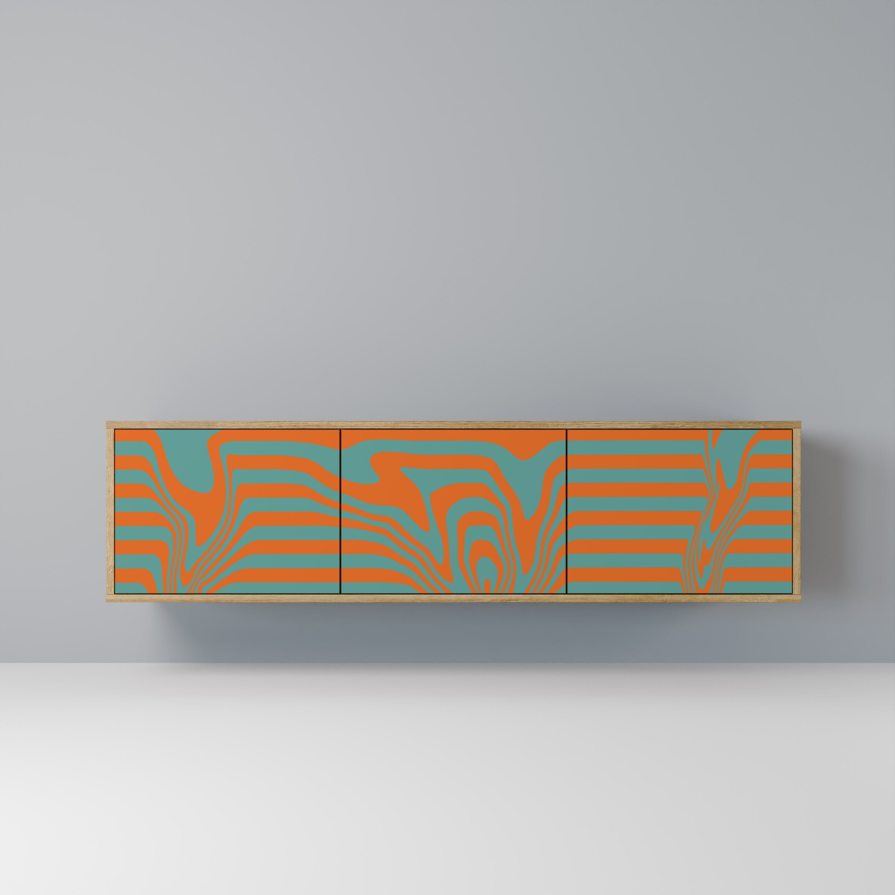 LINE COLLAPSE 3-Door TV Stand in Oak Effect