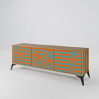 LINE COLLAPSE 3-Door TV Stand in Oak Effect